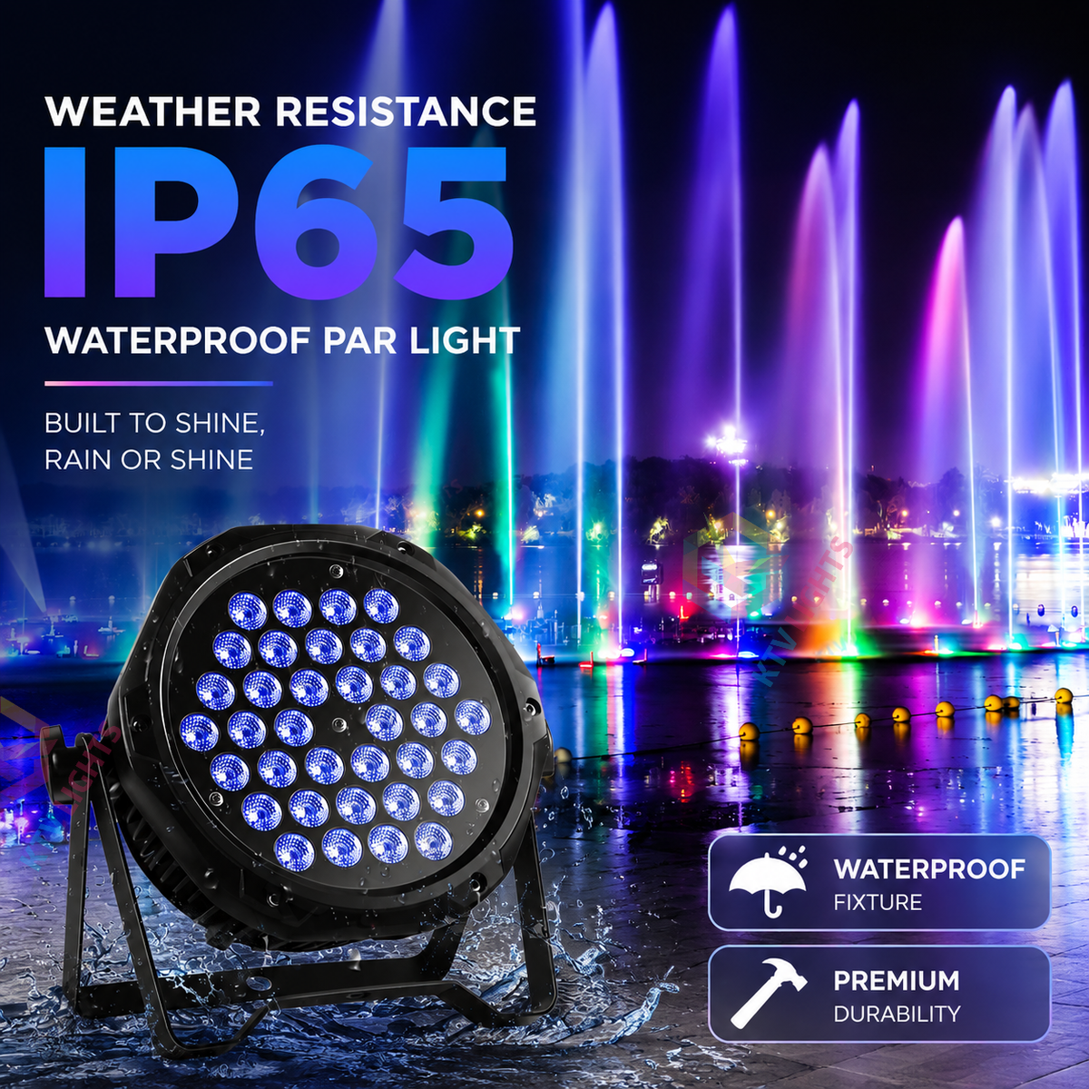 KTVLIGHTS 36-LED RGB 3-in-1 IP65 Waterproof PAR Light-P24