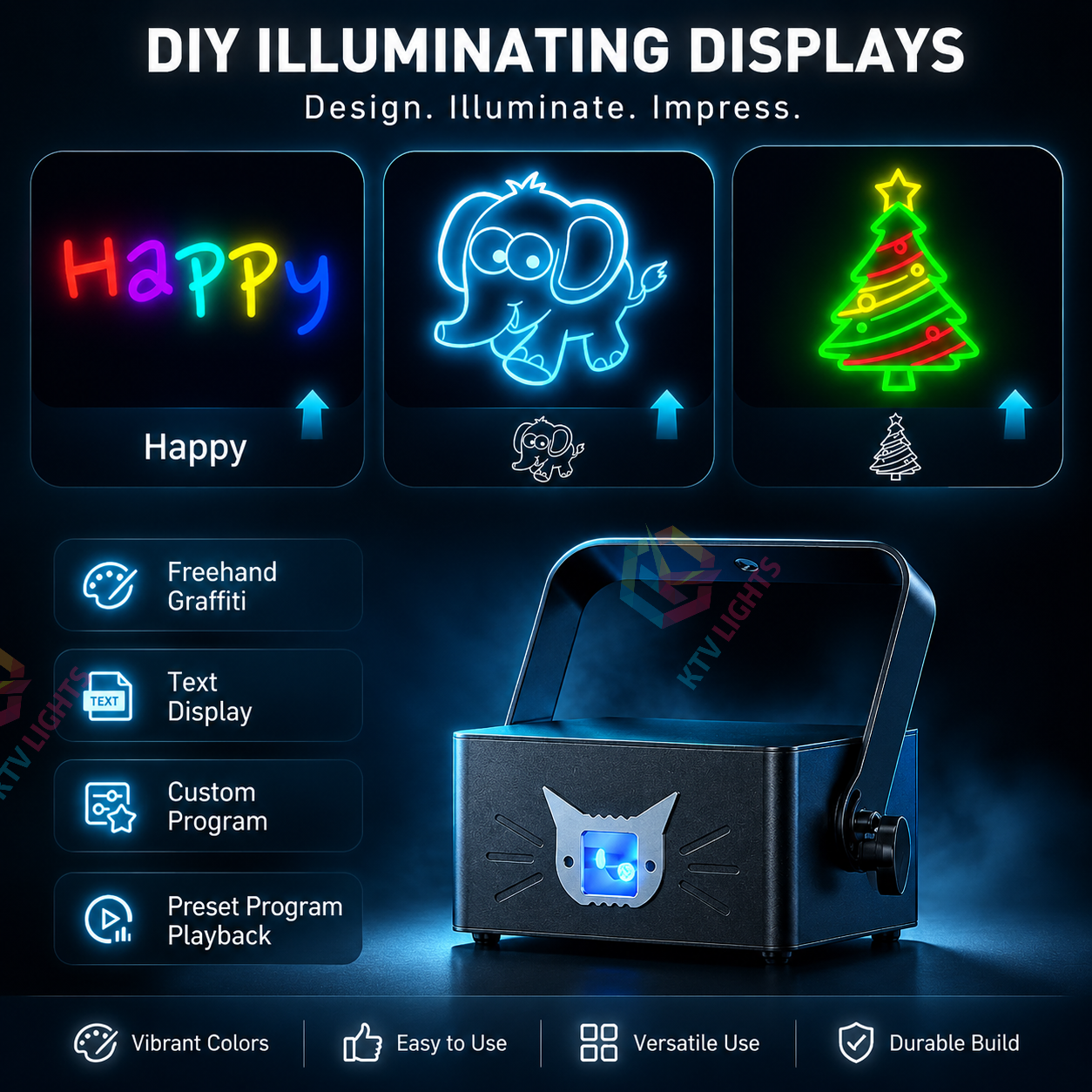 Rechargeable 3D Animation App Laser Light - A34