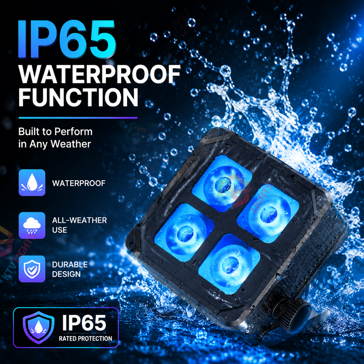 KTVLIGHTS 4x15W RGBW IP65 Battery-Powered LED PAR Light-P15