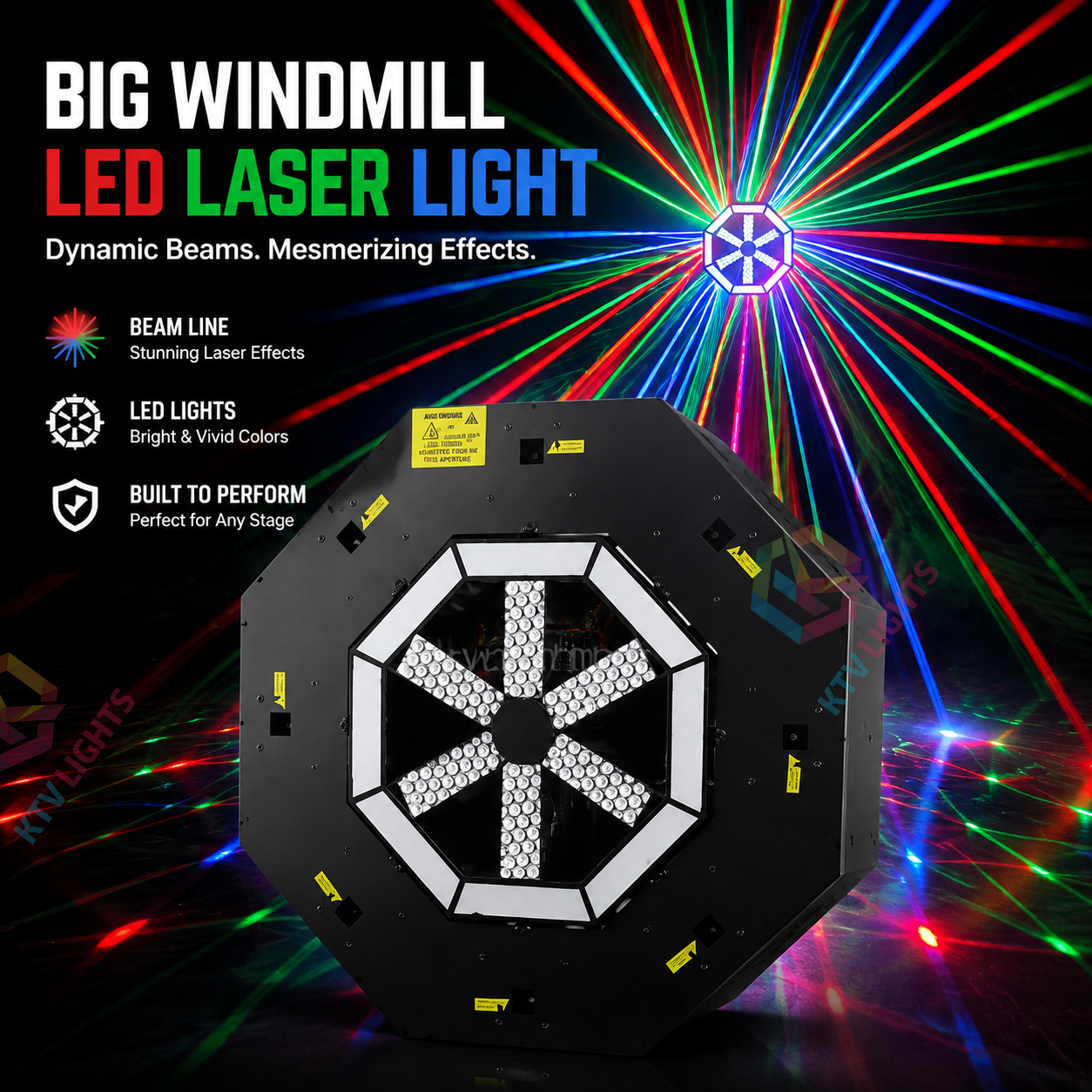 KTVLIGHTS RGB 3-in-1 Big Windmill LED Laser Background Light-B33