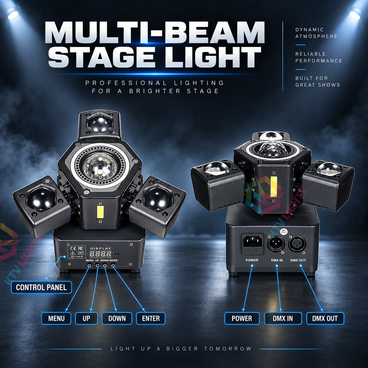 KTVLIGHTS 80W Mini Moving Head DJ Light, DMX512 RGBW Strobe-E102