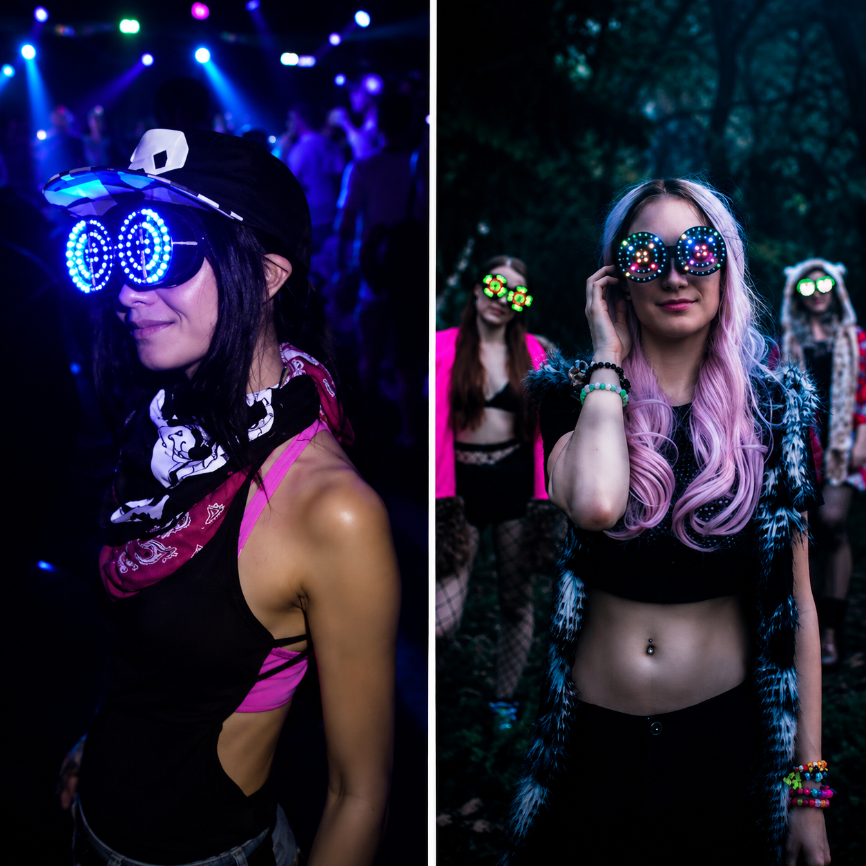 KTVLIGHTS REZZ Style LED Goggles for Rave Parties & DJ Shows-M57