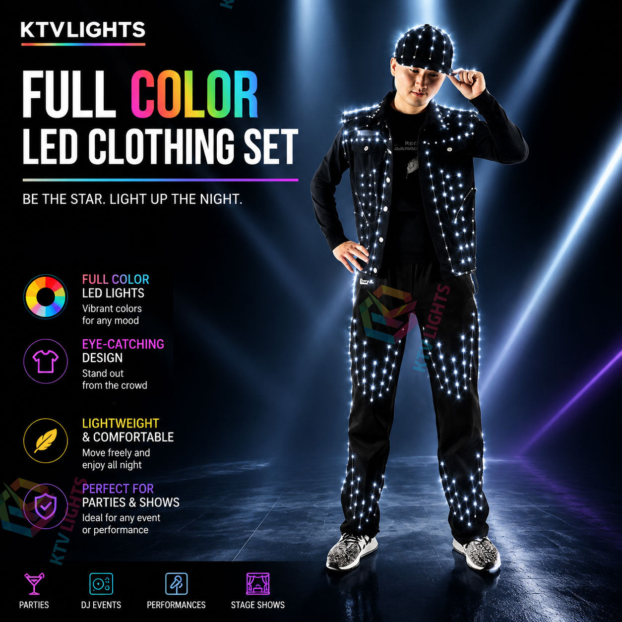 KTVLIGHTS Own The Spotlight With A Full Color LED Outfit-M31