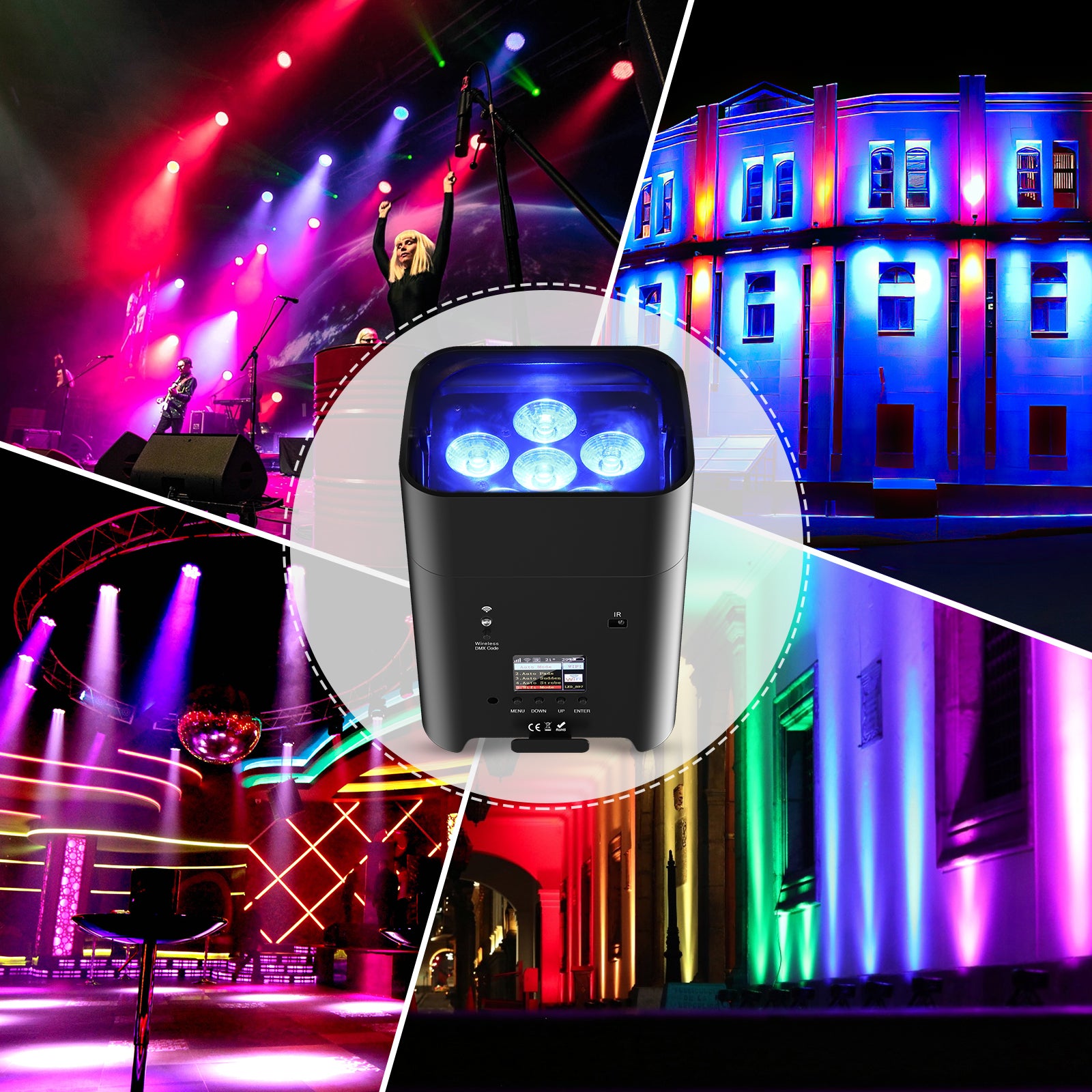 6Pcs 18W RGBWA + UV Wash Lamp-X12