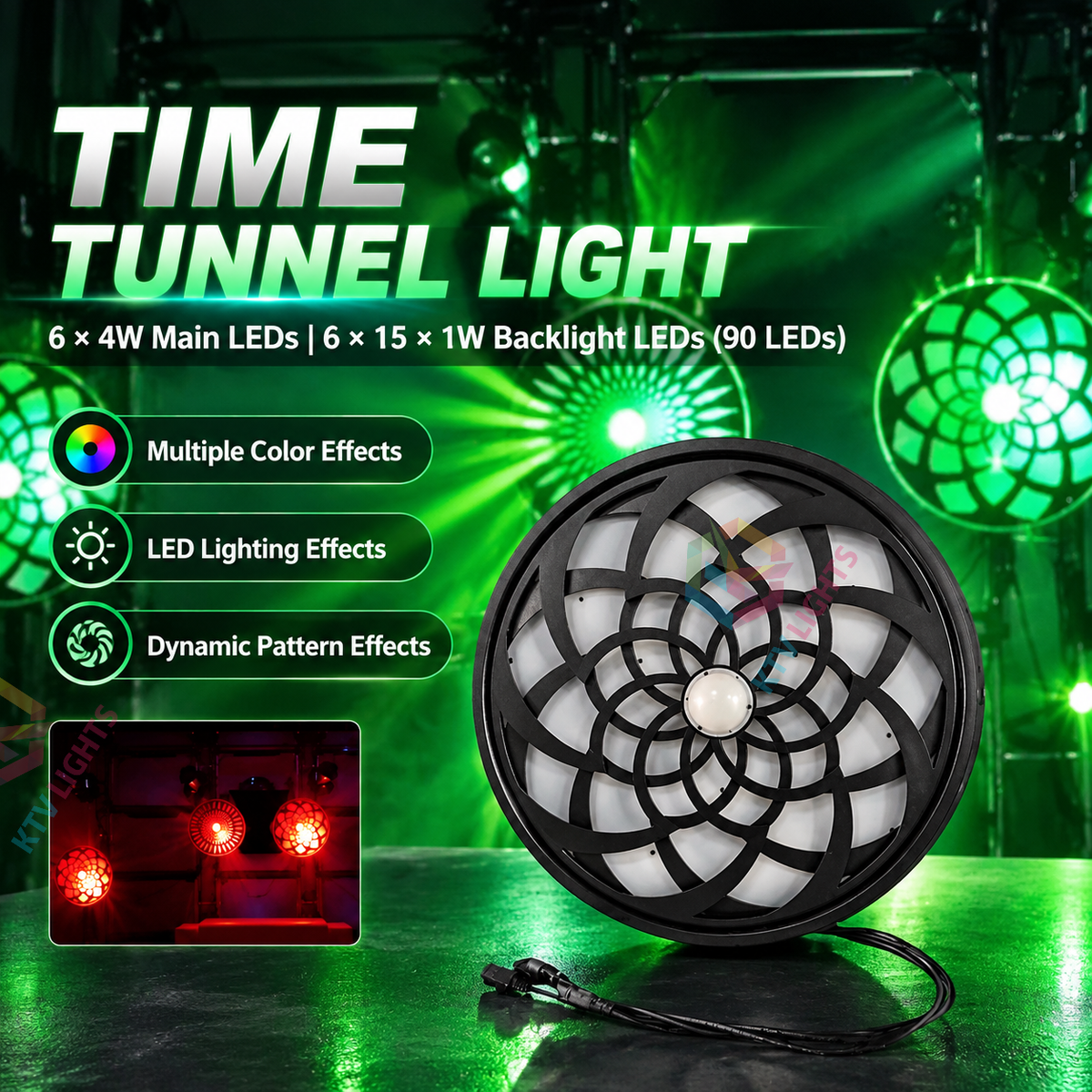 KTVLIGHTS 35W RGBW DMX512 Infinite Rotation Stage Light-F5