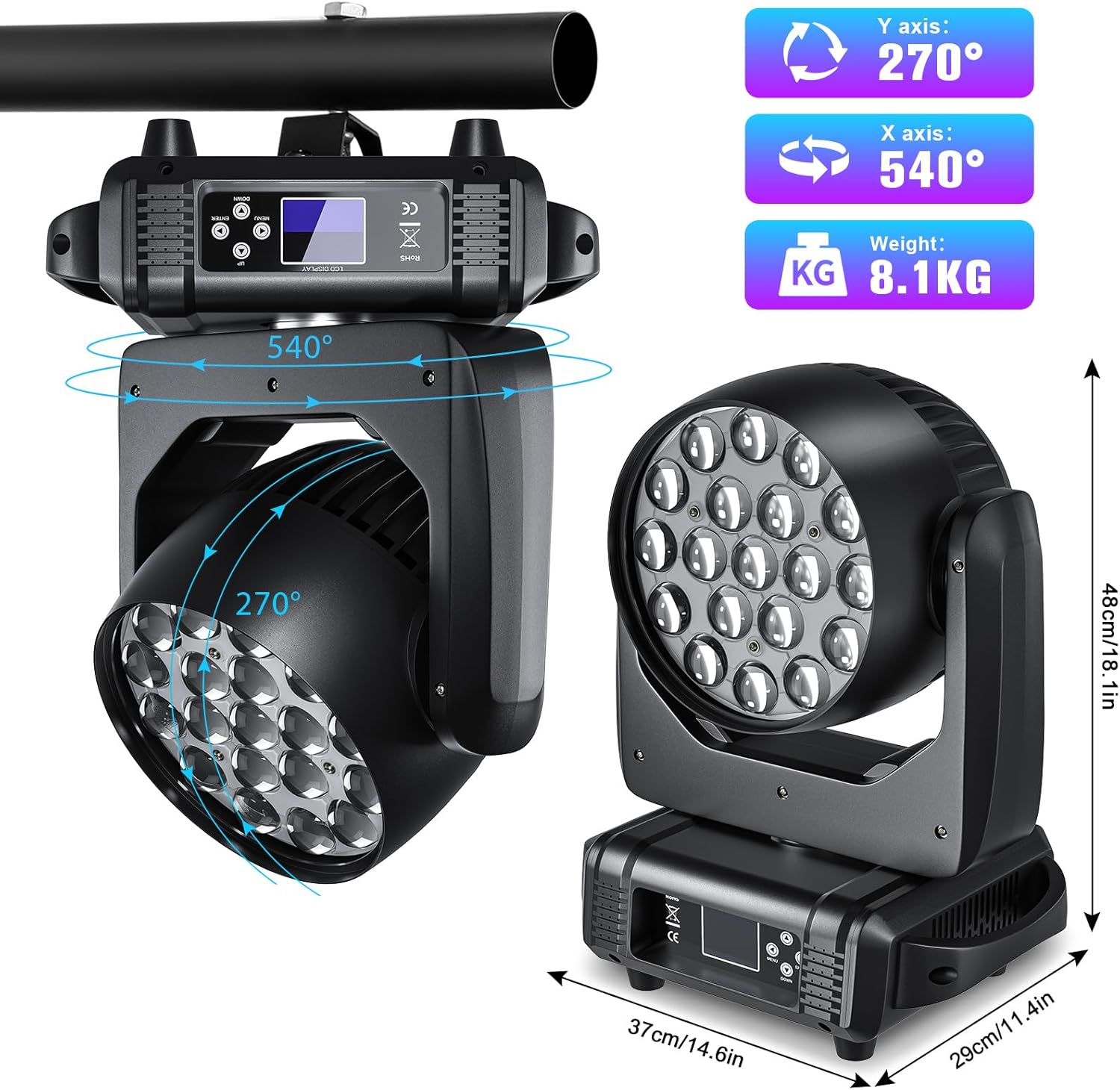 285w RGBW stage light 19 LED moving head light-P5