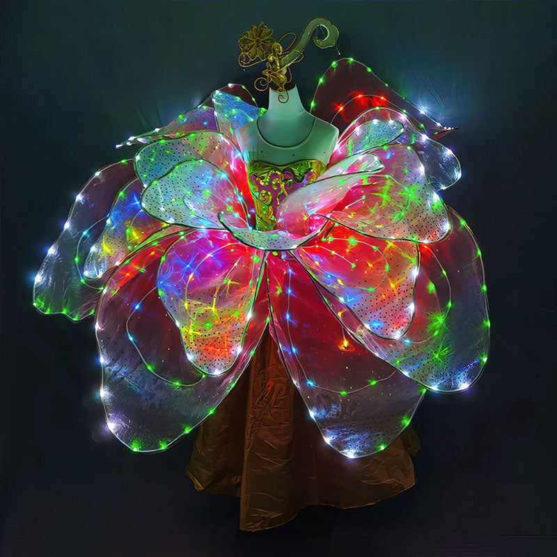 Full Color LED Petal Skirt Flower Opening Dance Big Swing Dress-M14