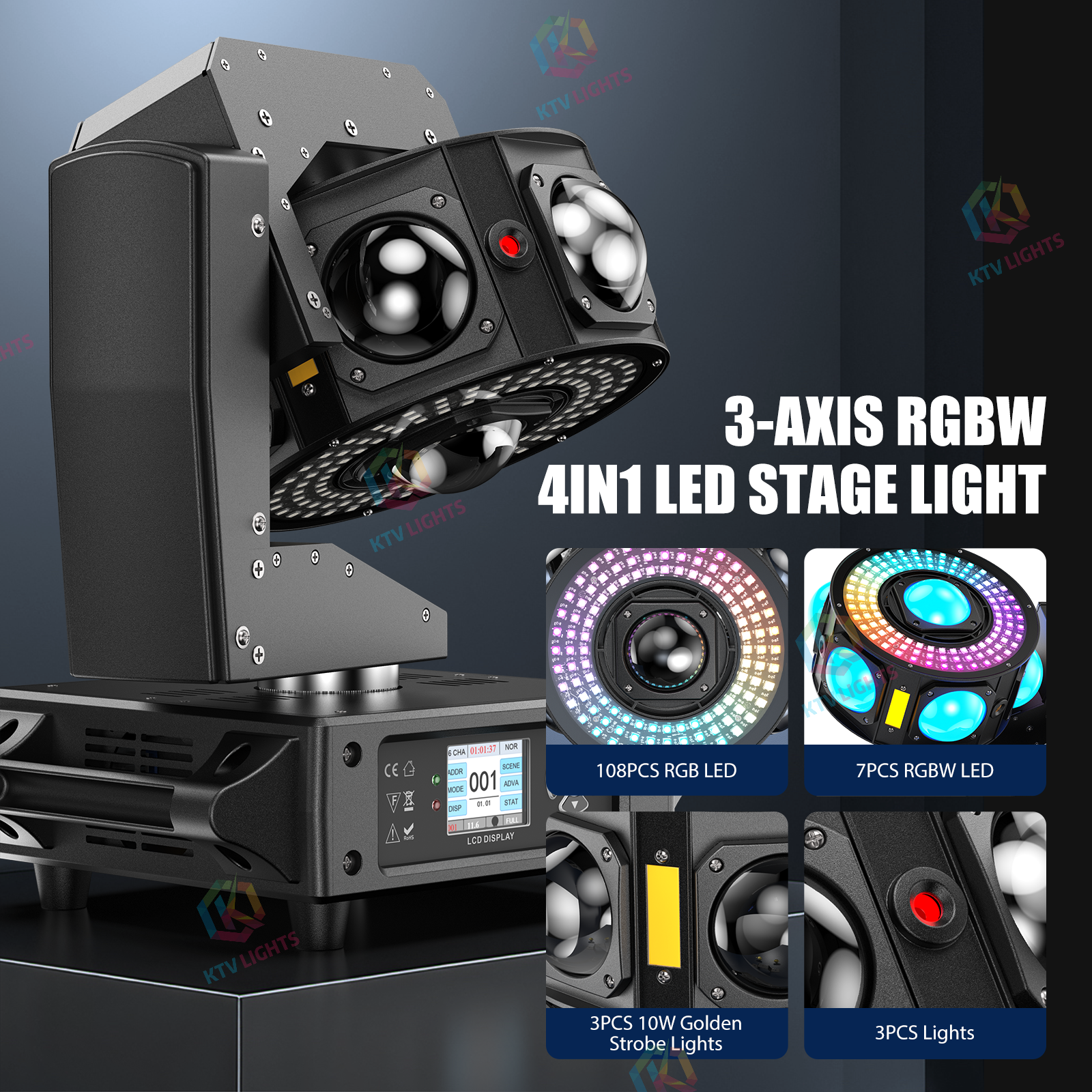 160W 4-in-1 Moving Head Light - E15