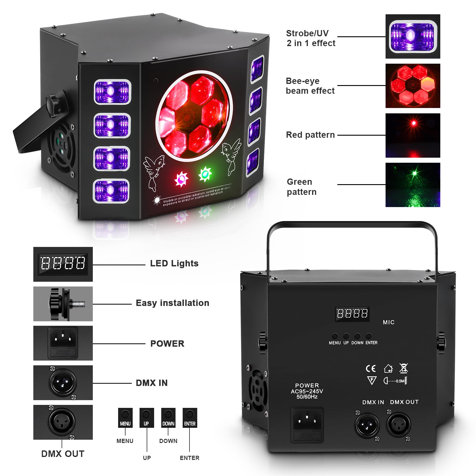 100W Bee Eye Strobe Stage Light 4-in-1 RGBW LED - E38
