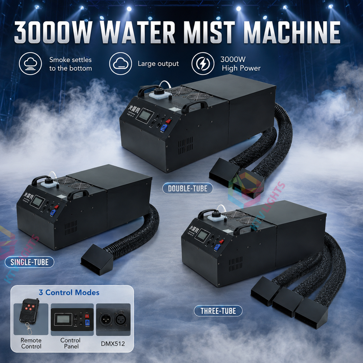 KTVLIGHTS Dual-Tube Low-Lying Fog Machine for Weddings & Events-Y23