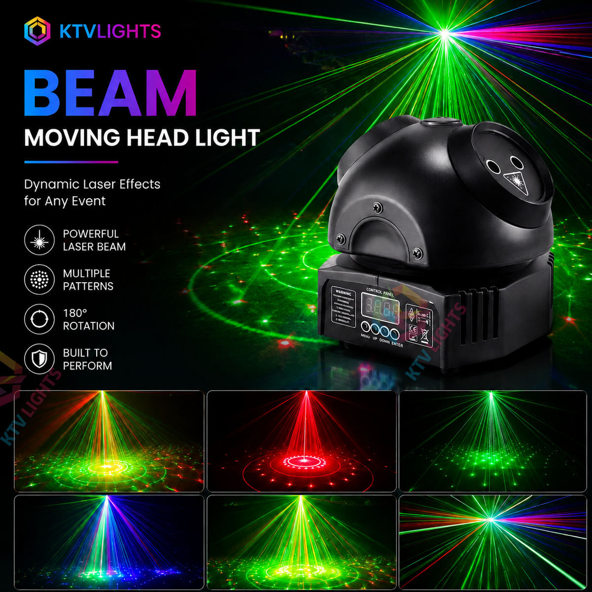 KTVLIGHTS Beam Moving Head Light DJ Stage Lighting with Laser Effects-E8