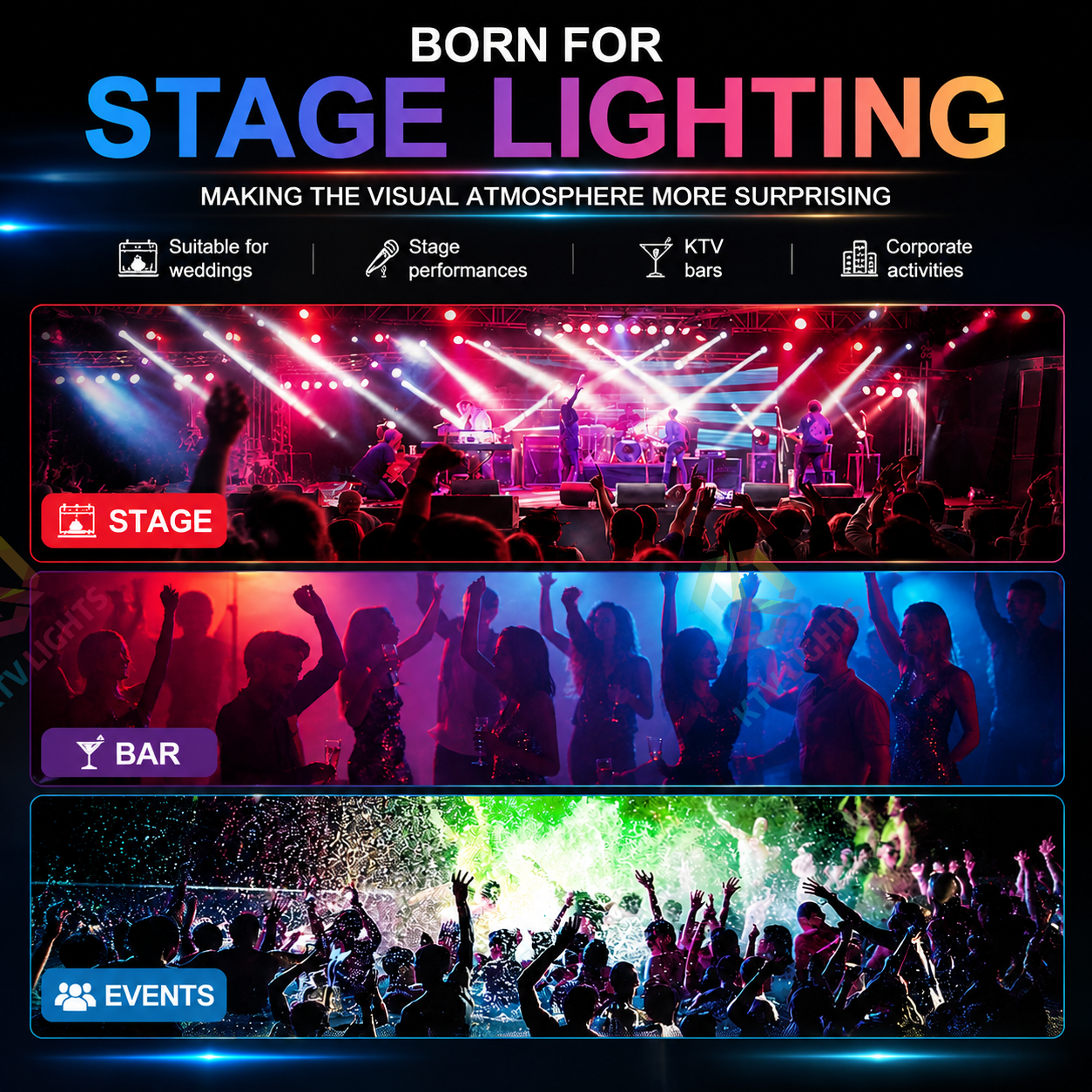 KTVLIGHTS RGB Animation Laser Light – DJ Stage Scanner Effect Light – DMX512-A2