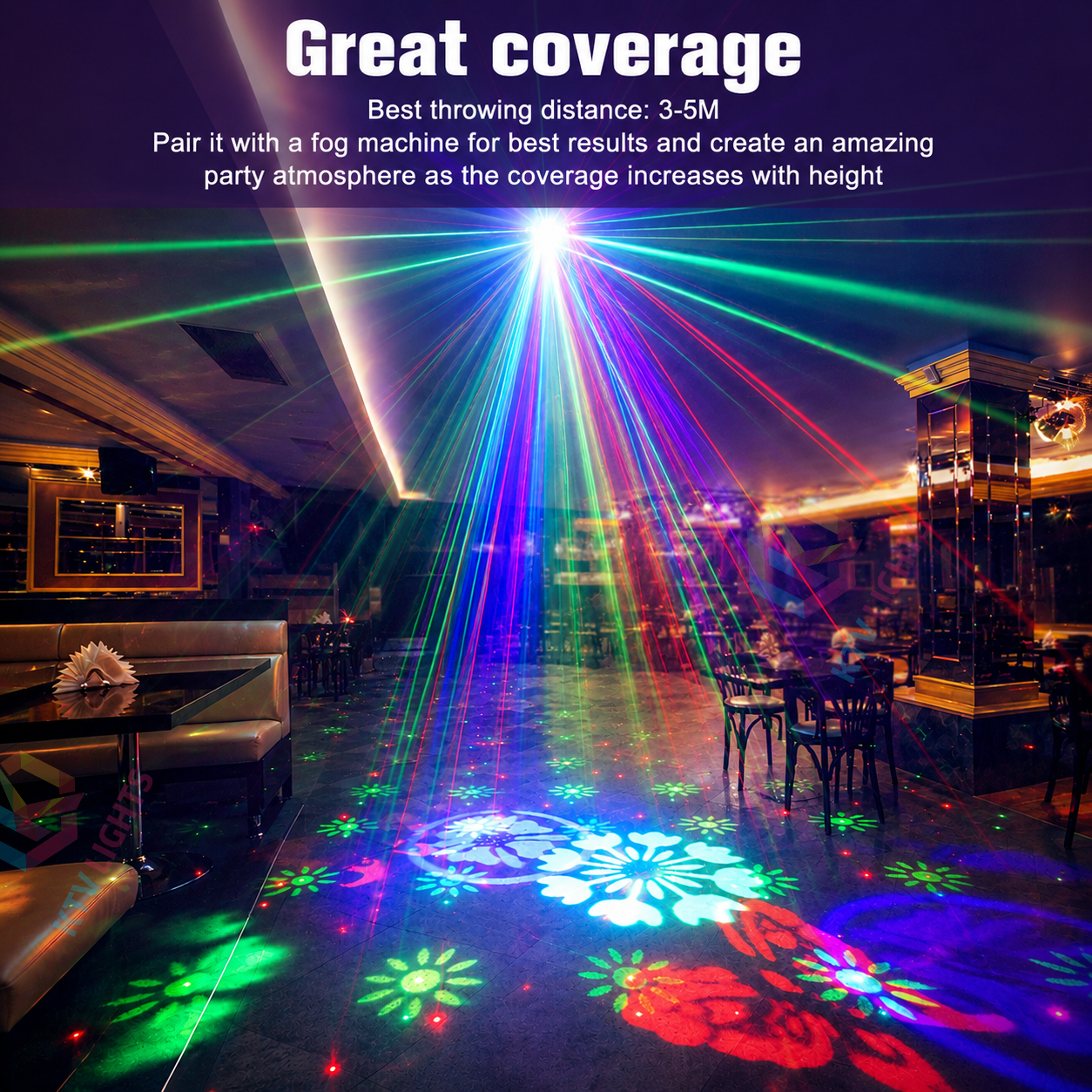 80W RGBW 6-in-1 LED Laser Stage Light with Remote- E83