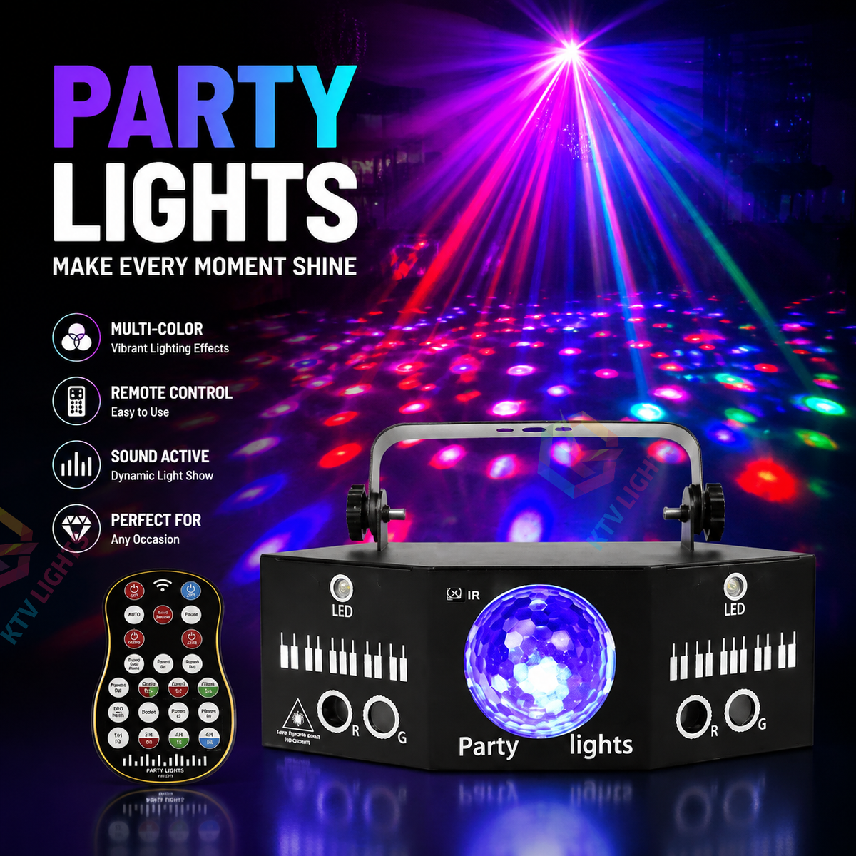 KTVLIGHTS "3-in-1" Magic Ball Disco Laser Light—suitable for all kinds of events-C1
