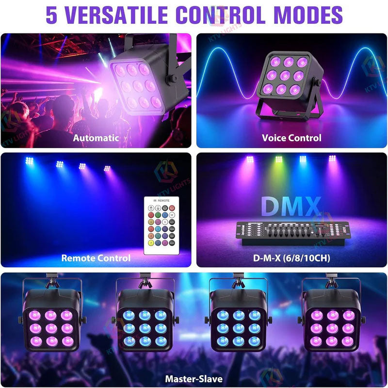 54W DMX 6 in 1 RGBWA UV Rechargeable Stage Light-P25