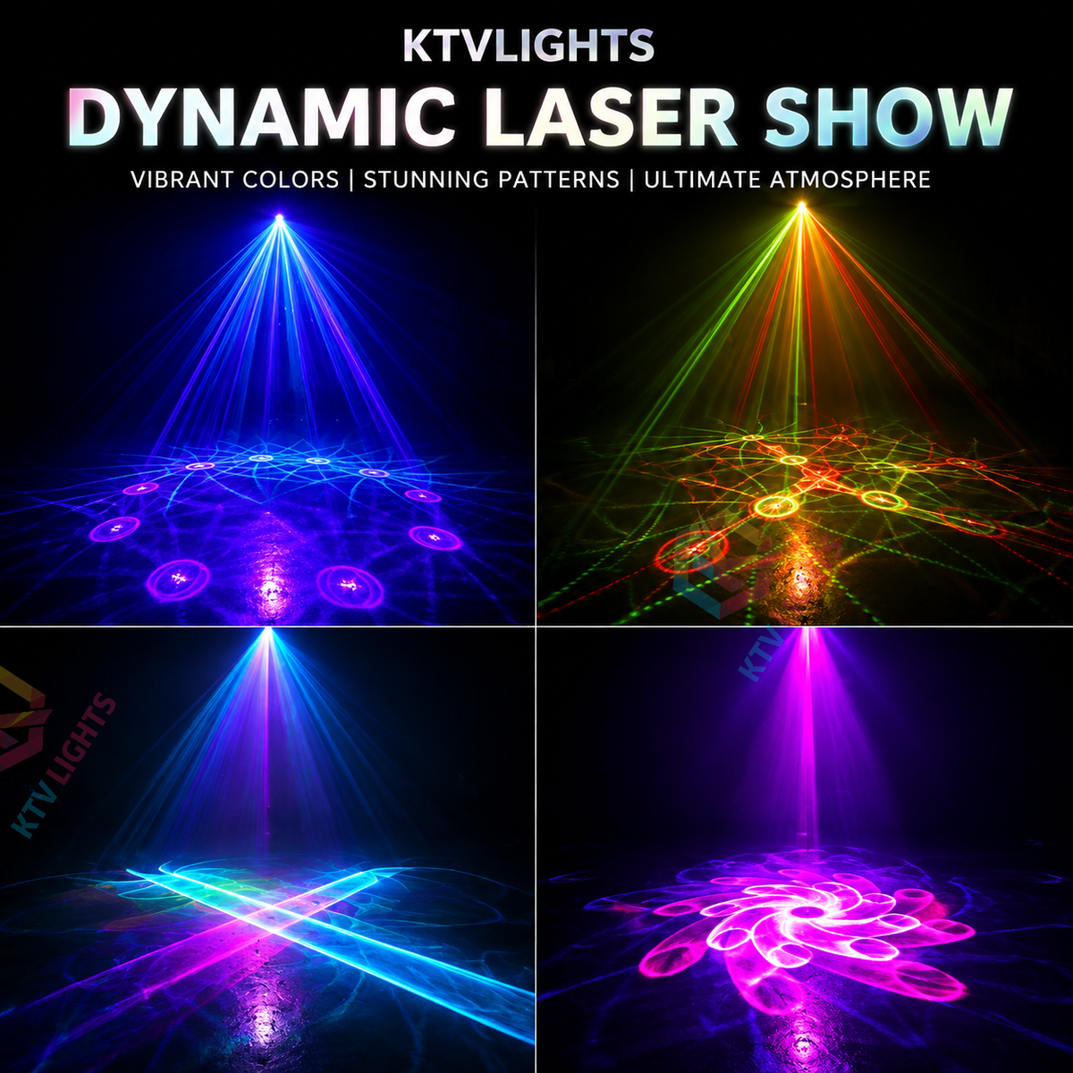 KTVLIGHTS Full-Color RGB Animation Laser Projector – DJ Disco Light-A21