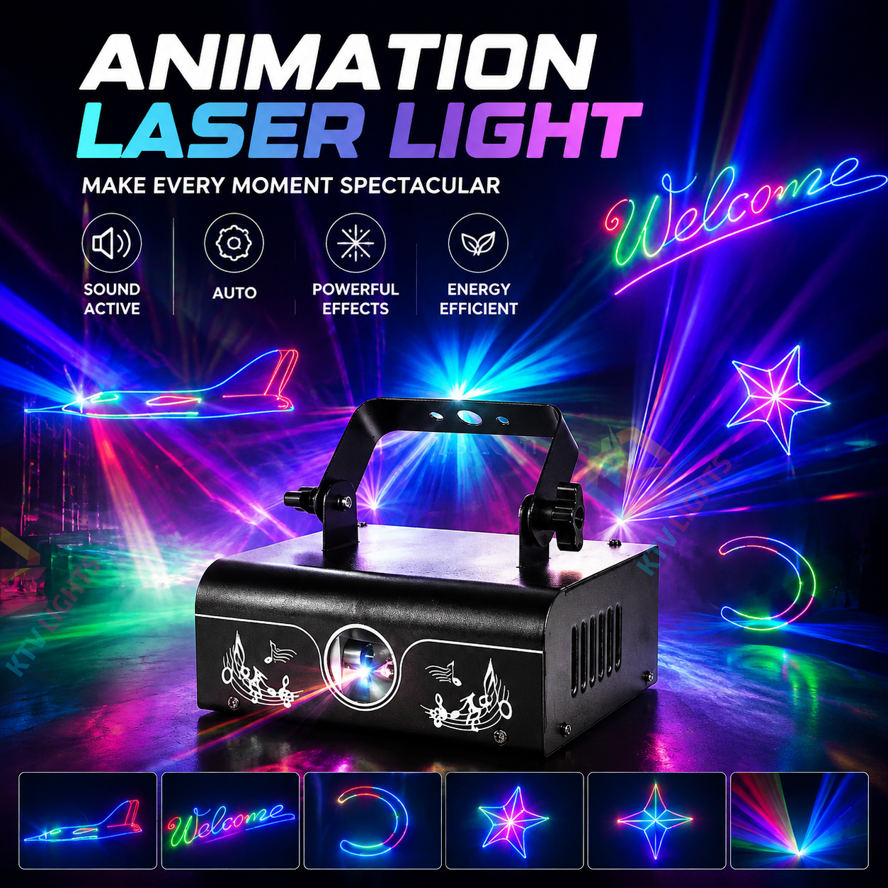 KTVLIGHTS RGB Animation Laser Light for DJ Stage Parties-A1