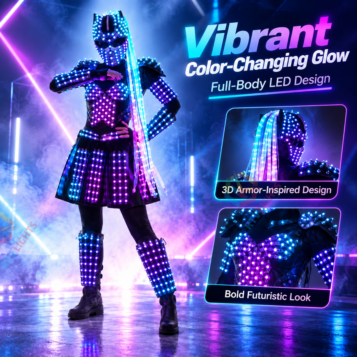 KTVLIGHTS Women's LED Stage Costume for Rave, DJ & Dance-M62