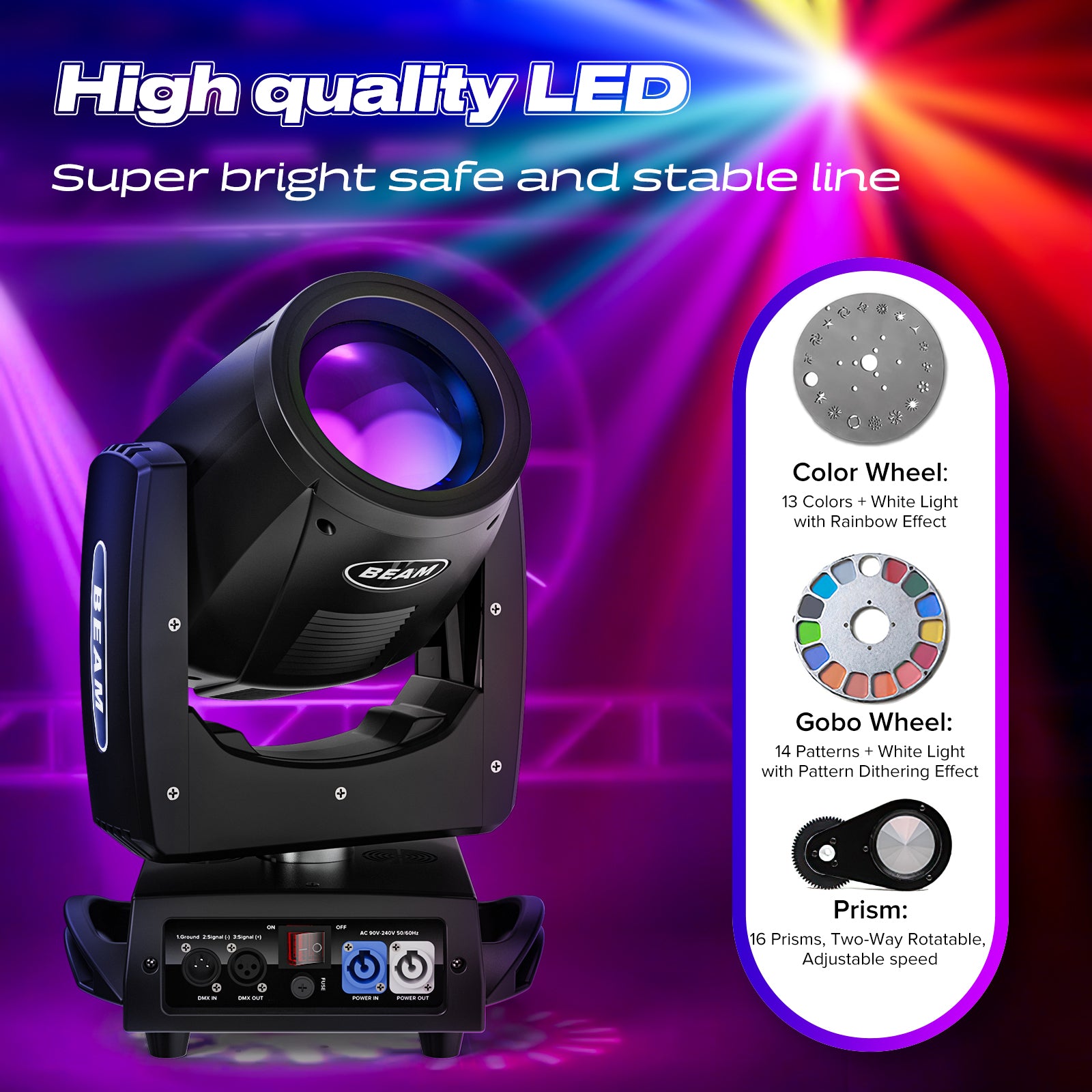 230W RGB 16-Beam Prism Moving Head Light - E22
