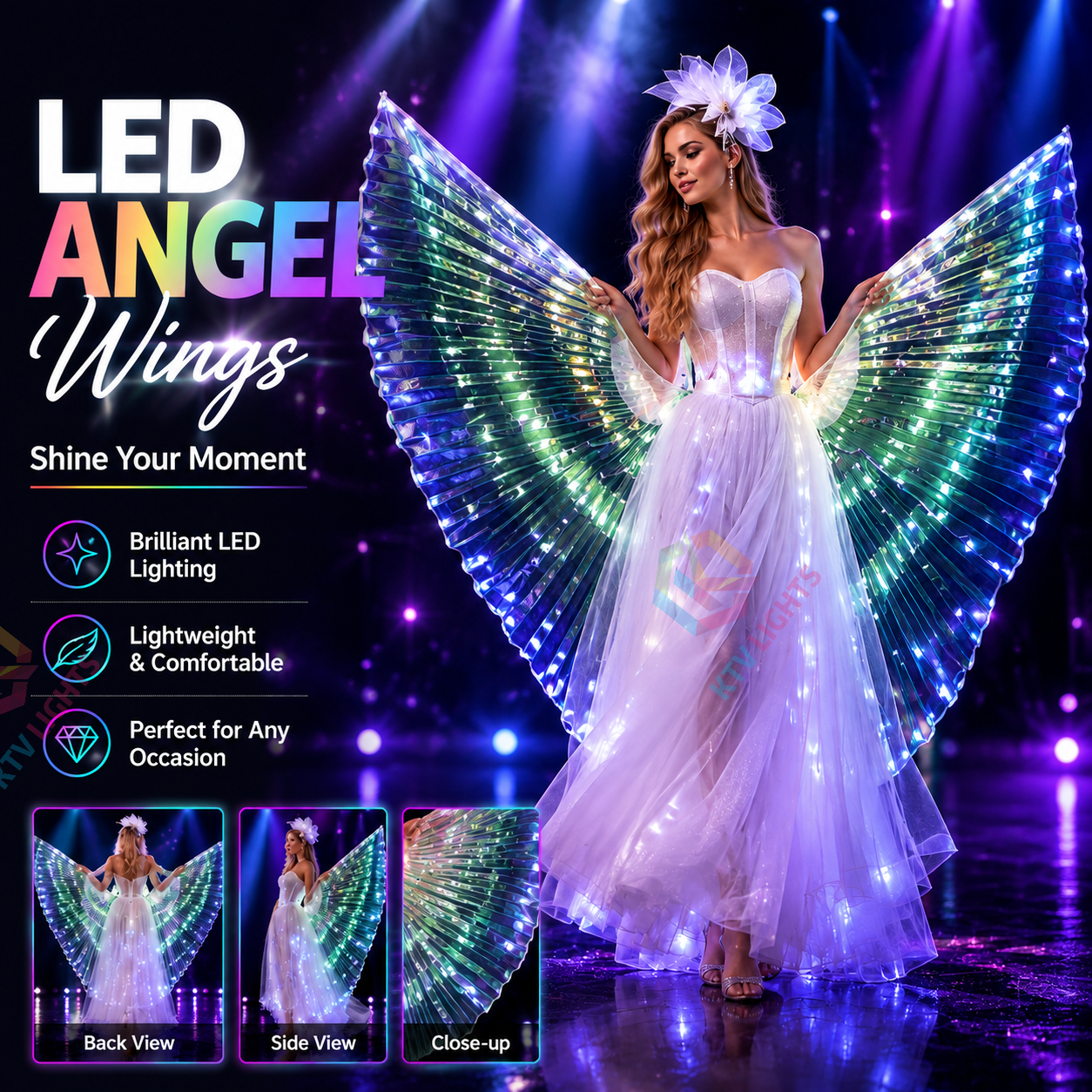 KTVLIGHTS LED Wings for Ballet, Wedding & Stage Performance-M52