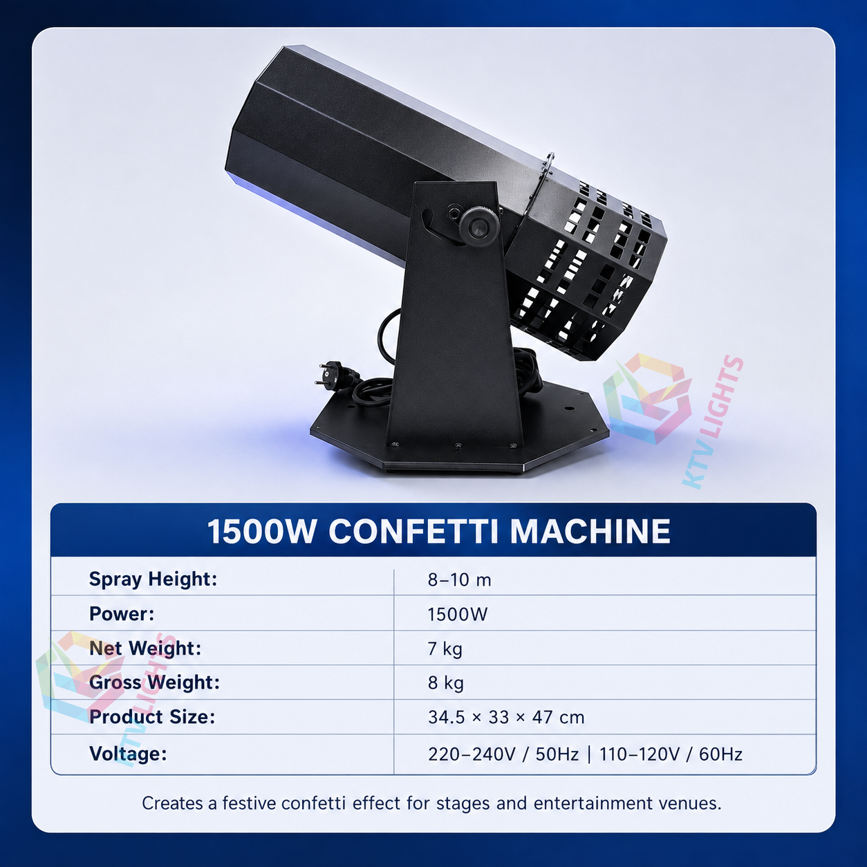 KTVLIGHTS 1500W Electric Confetti Machine for Stage Events
