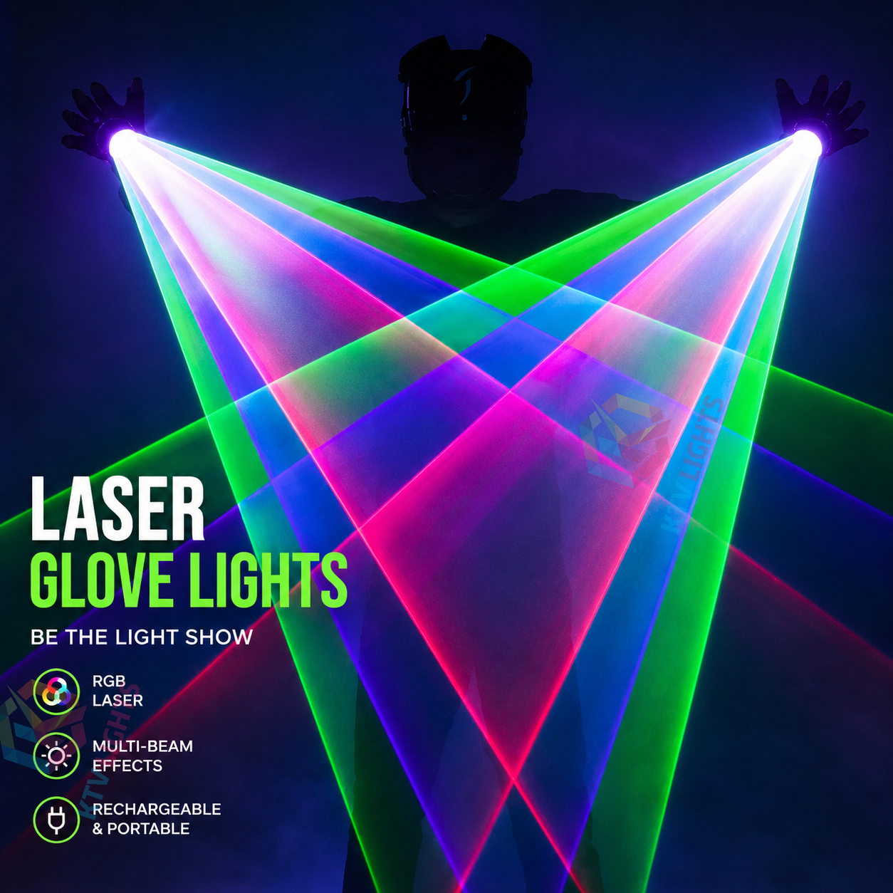 KTVLIGHTS Rotating Laser Gloves for DJ, Rave & Party Shows-M10