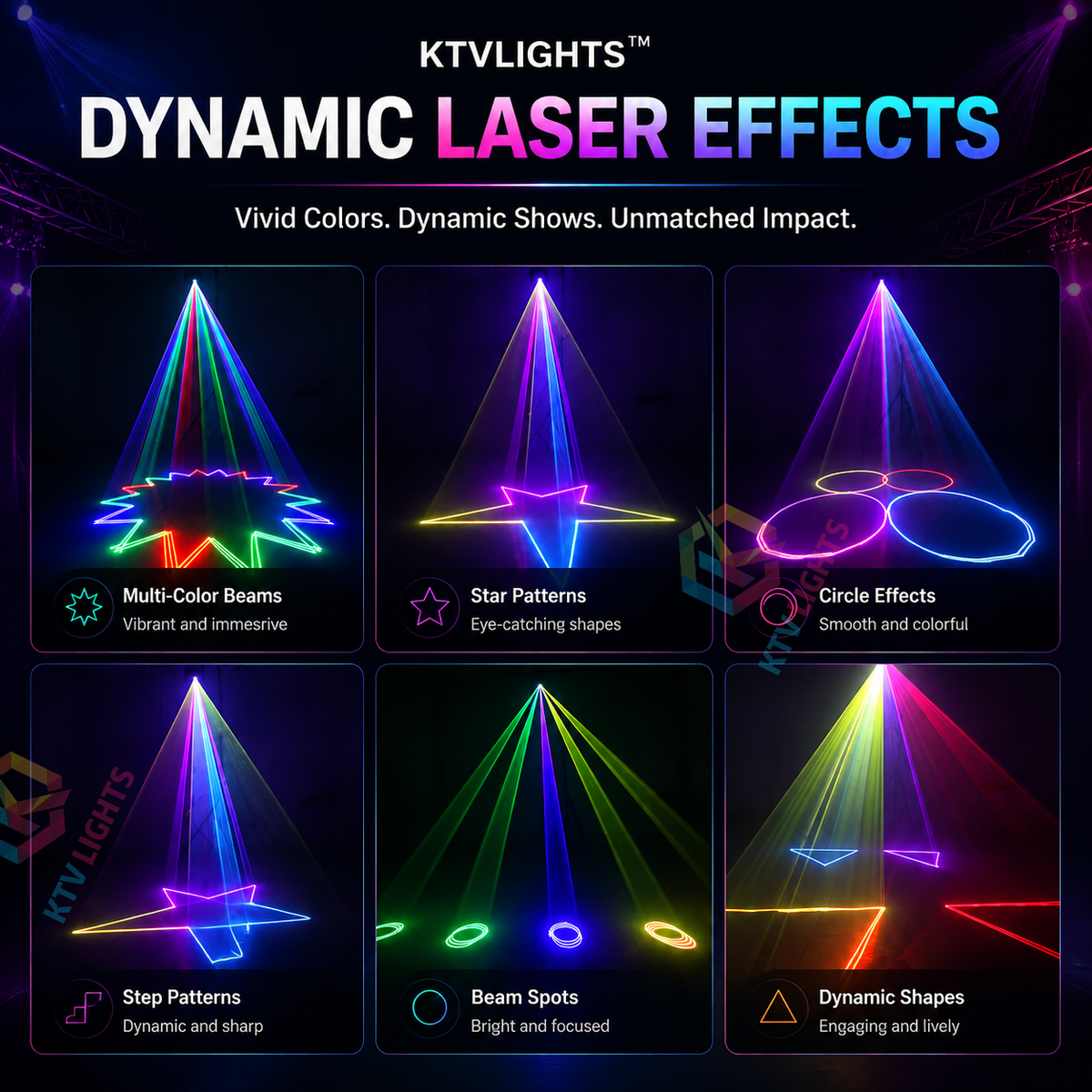 KTVLIGHTS 2W RGB Animation Beam Scanning DMX Stage Laser Light-A8