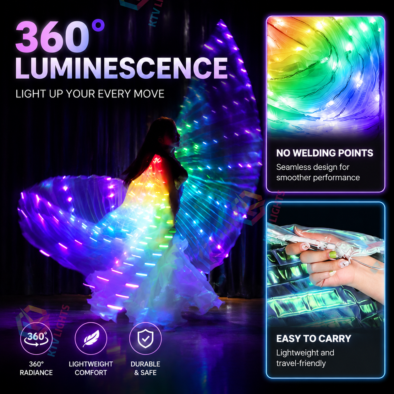 KTVLIGHTS Glow Like A Goddess With LED Dance Wings-M37
