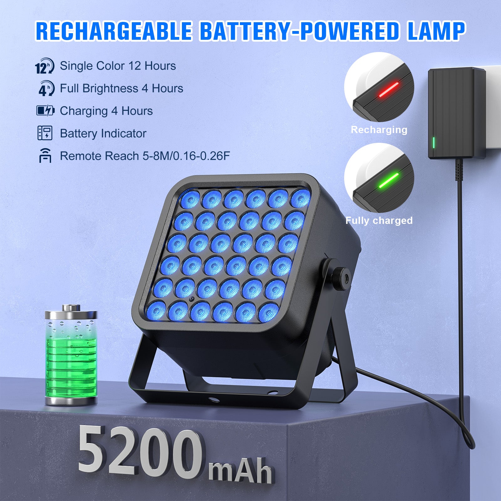 36 LED Wireless Battery Light 3in1 Rechargeable RGB Par Light-P36