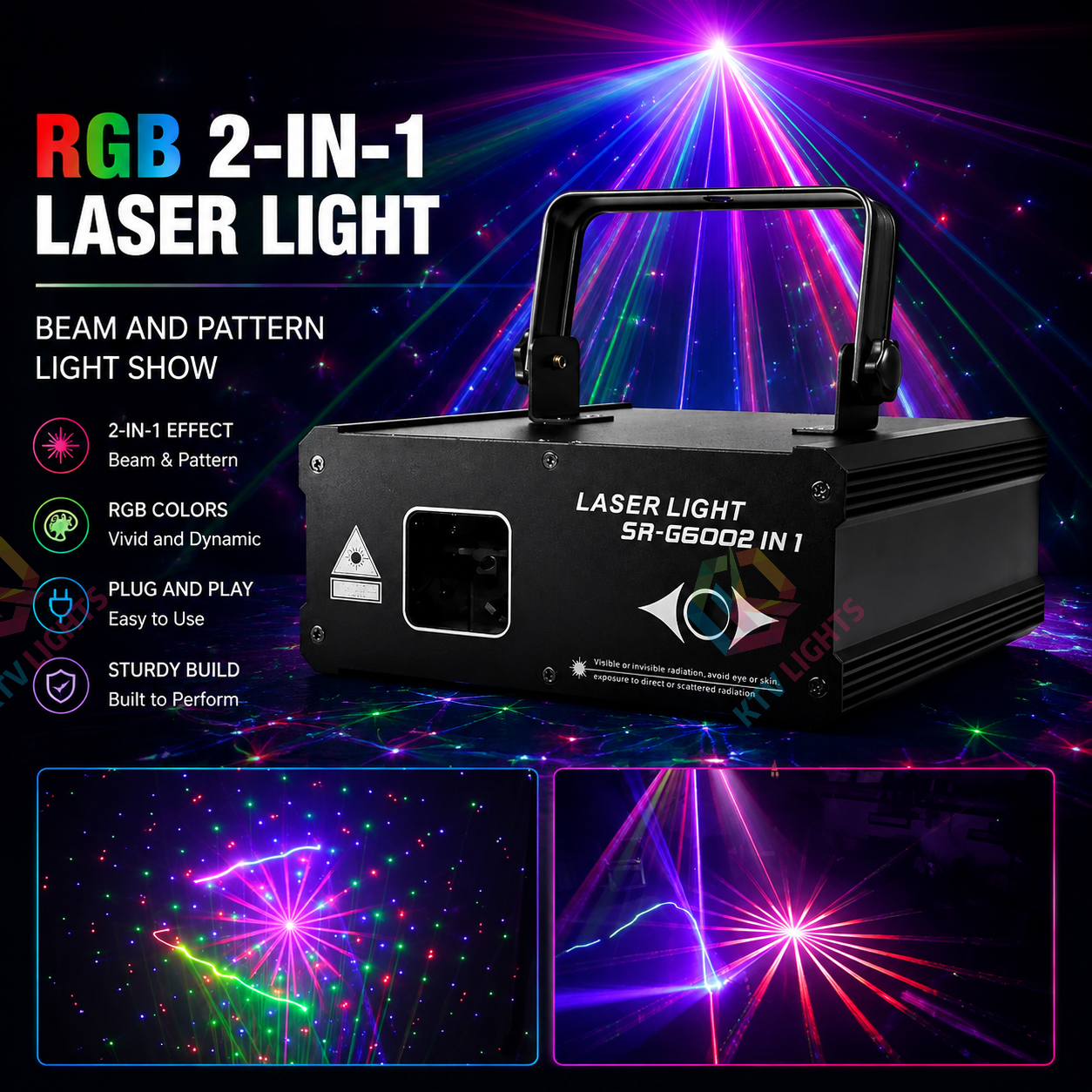 KTVLIGHTS RGB 2-in-1 Laser Beam and Line-Scan DMX Stage Light-B11