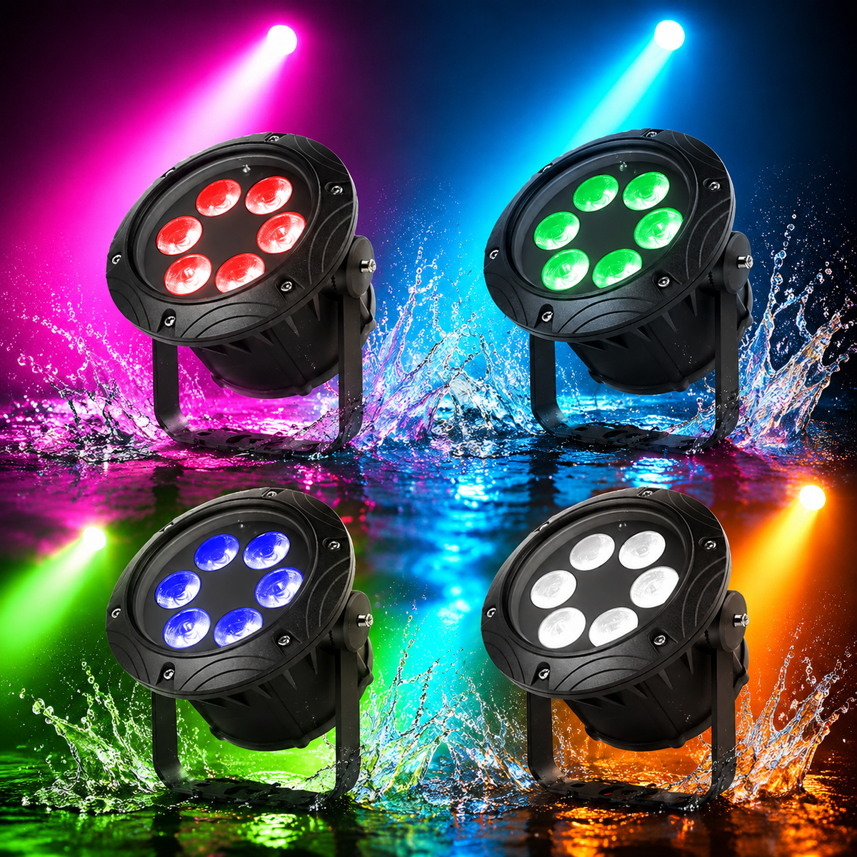 KTVLIGHTS 6x10W RGBW 4-in-1 Waterproof LED PAR Light-P17