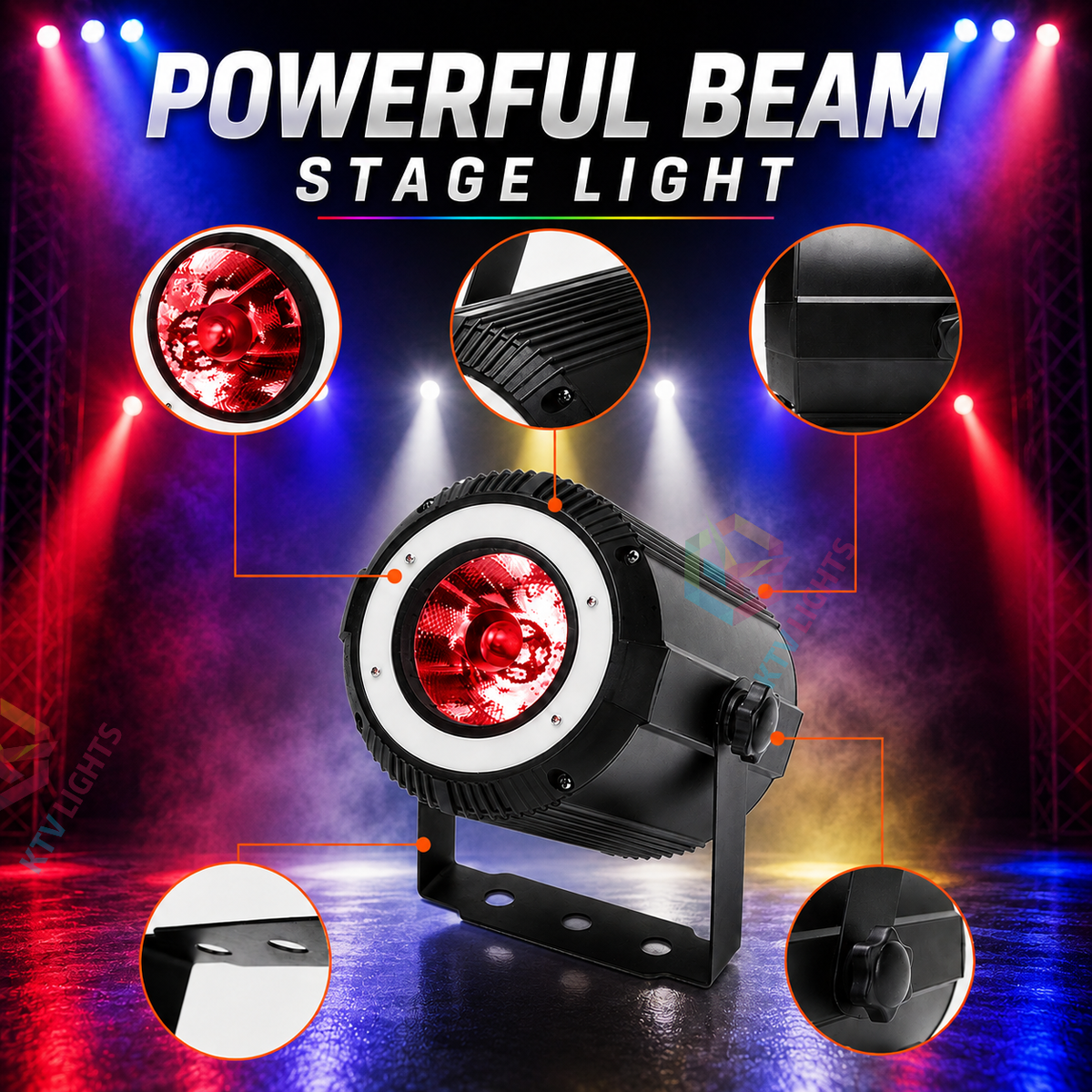 KTVLIGHTS 60W RGBW 7/11CH DMX512 Aviation PAR Light-P73