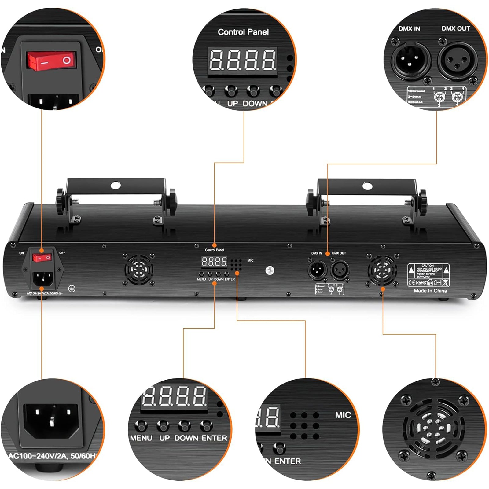 Five-hole RGB pattern scanning laser light B2