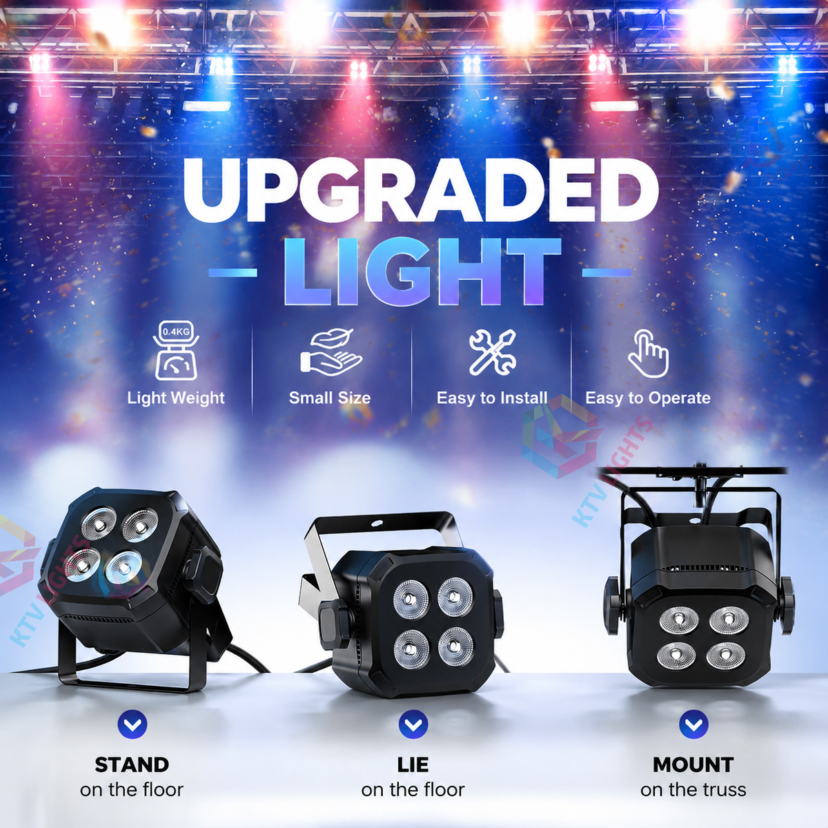 KTVLIGHTS 4x8W RGBW 4-in-1 LED PAR Stage Light-P37
