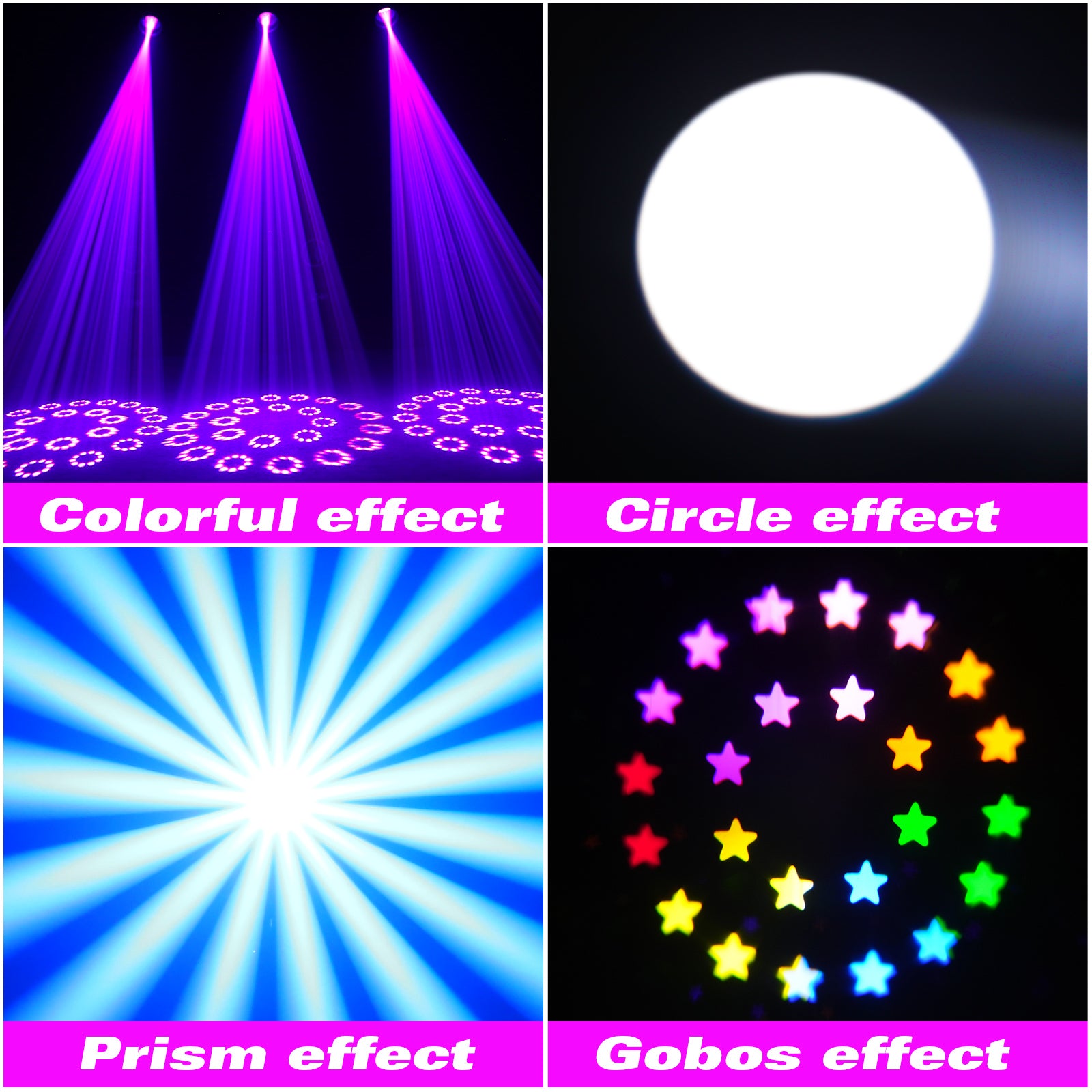 300W LED RGBW Beam Moving Head Light with 13 Colors and 14 Patterns - E32