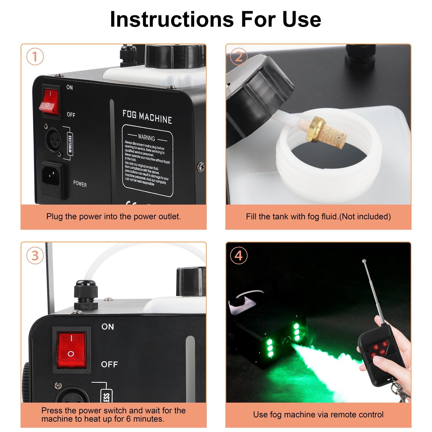 1500W Upgraded RGB 6LED Fog Machine - Y13