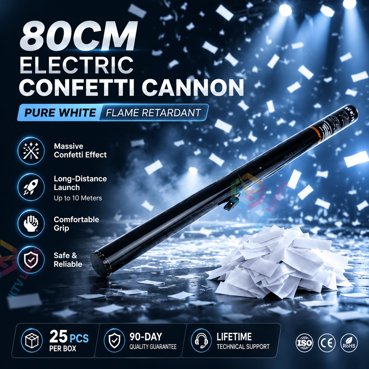 KTVLIGHTS 4-Head Electronic Confetti Launcher for Events-H11