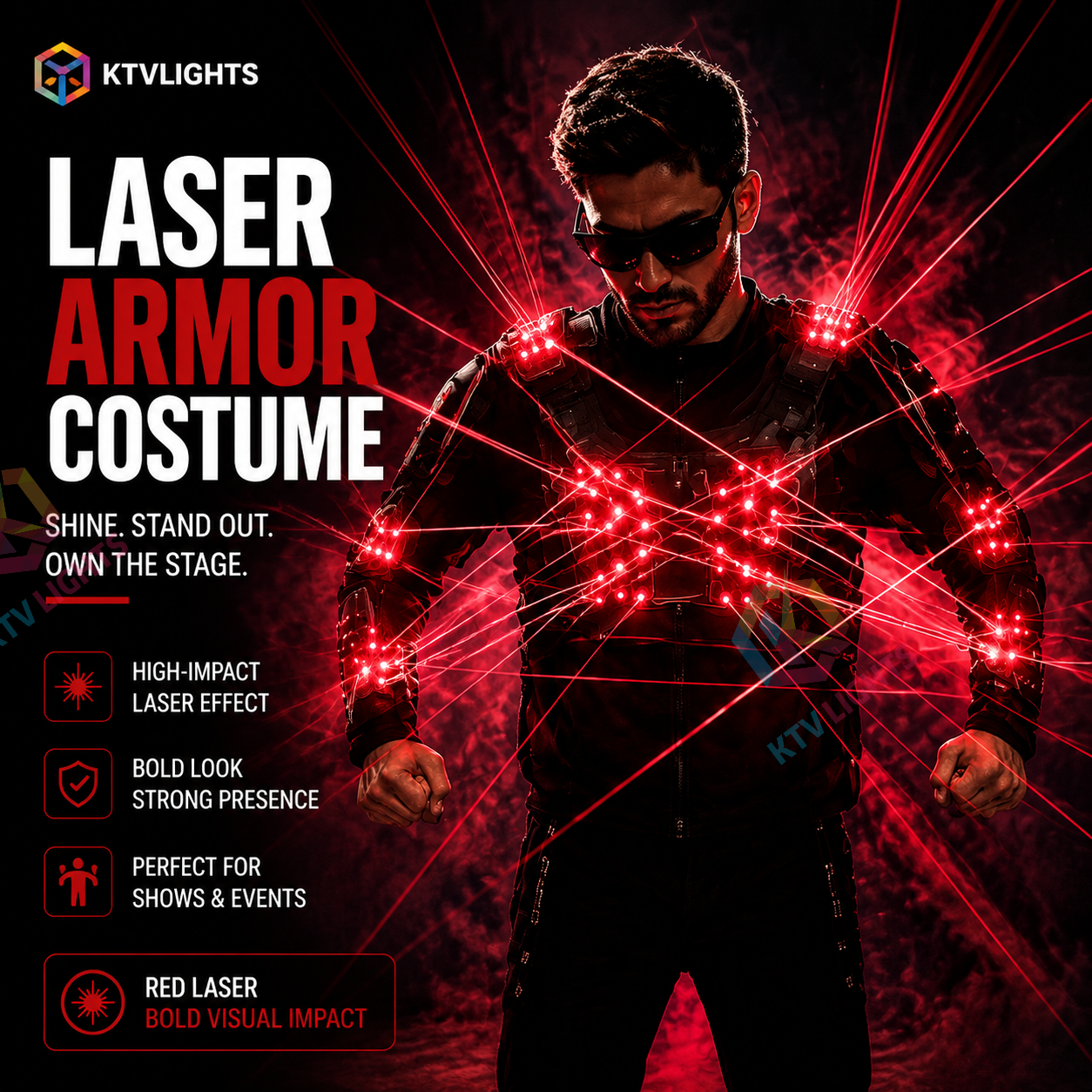 KTVLIGHTS Red Laser Armor Costume For Epic Party Looks-M29