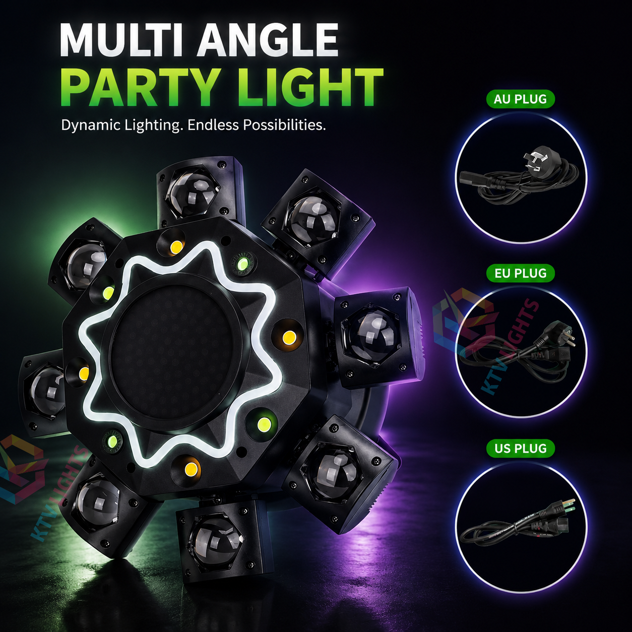 8-Arm RGB Laser Moving Head Party Light DJ Disco Light-E87