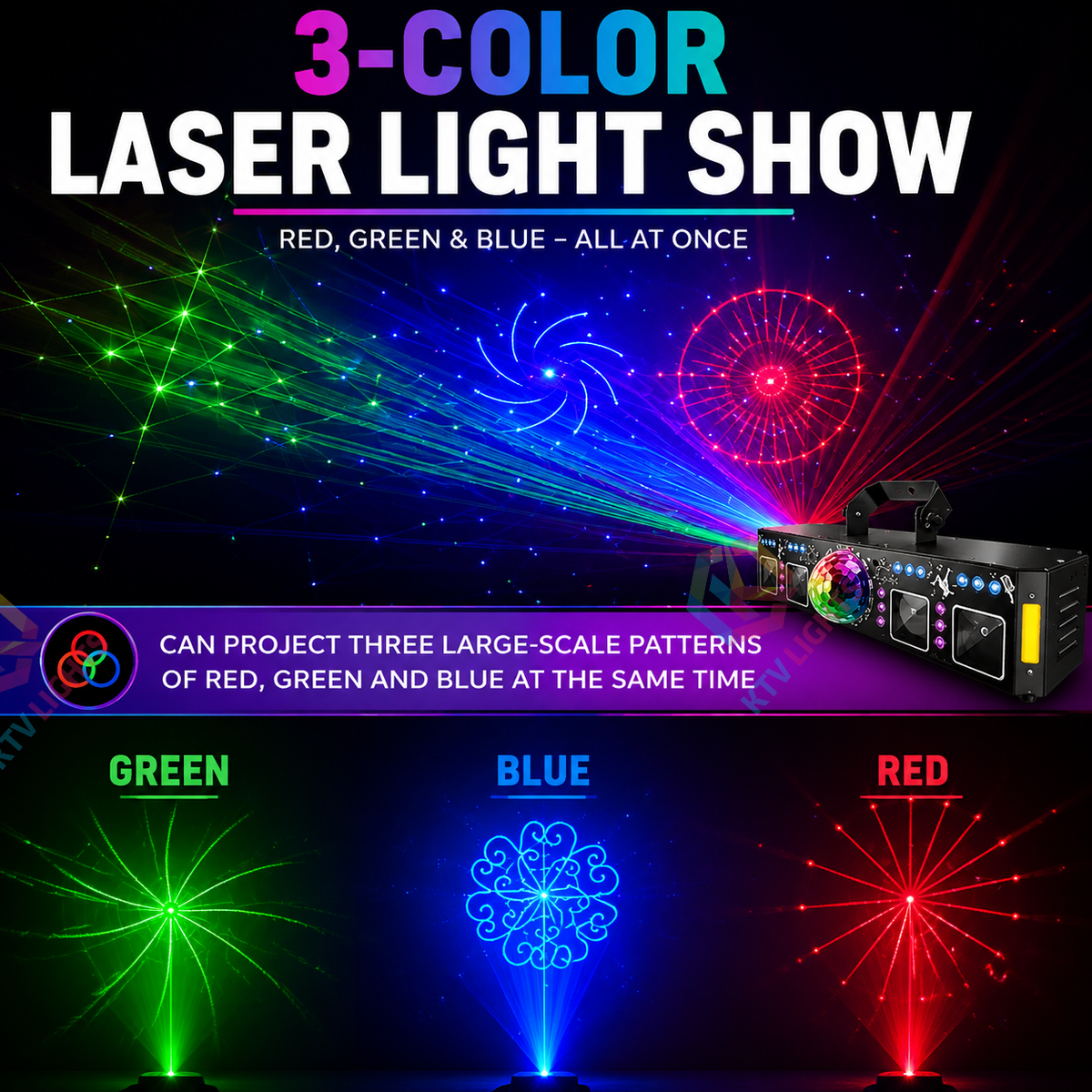 KTVLIGHTS 2026 Model 65W 6-in-1 RGB UV Beam Strobe DMX Stage Light-B36