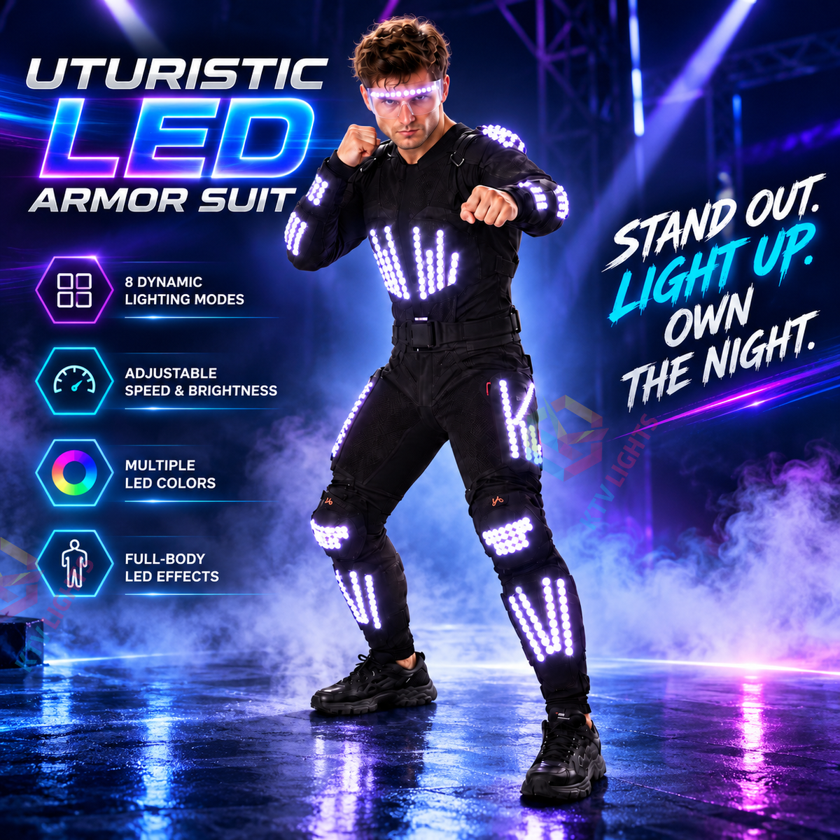 KTVLIGHTS LED Armor Costume for Rave, Cosplay & Stage-M61