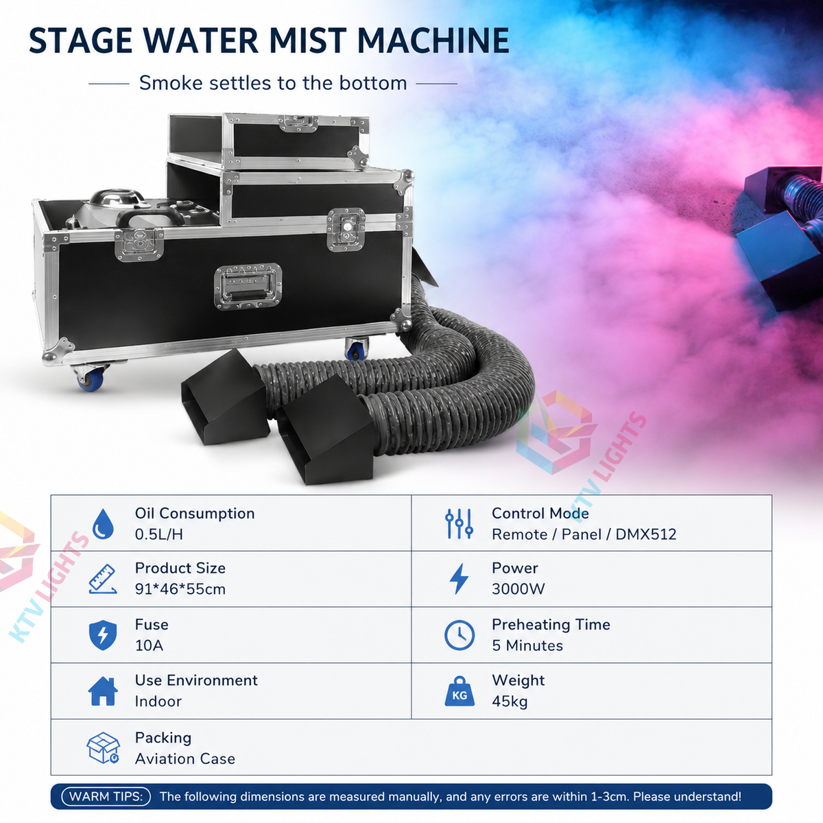 KTVLIGHTS Dual-Tube Low-Lying Fog Machine for Weddings & Events-Y23