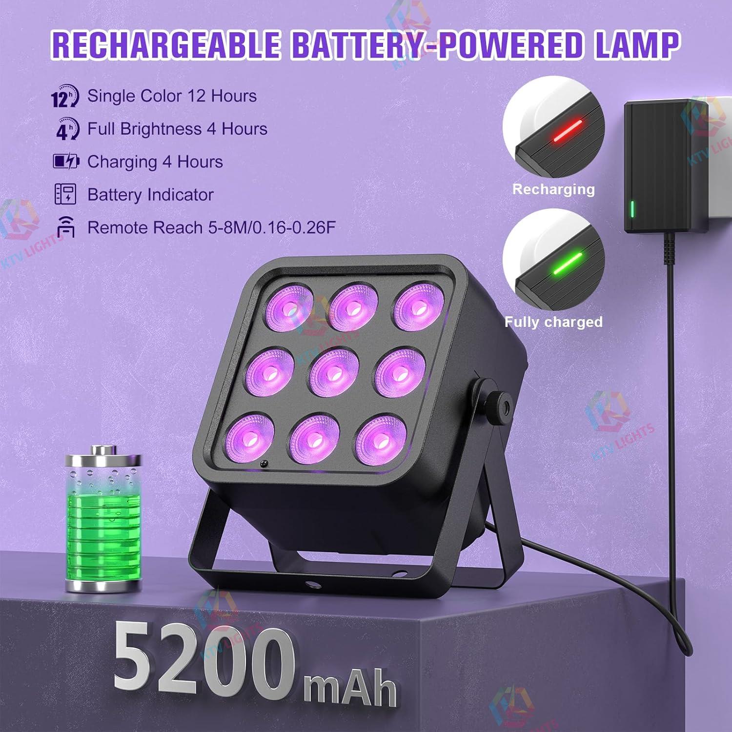 54W DMX 6 in 1 RGBWA UV Rechargeable Stage Light-P25