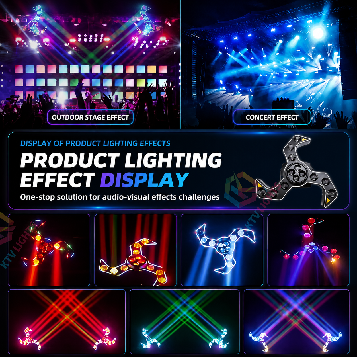 KTVLIGHTS 120W 4-in-1 Cyclone Moving Head Light RGBW DJ Lighting - E70