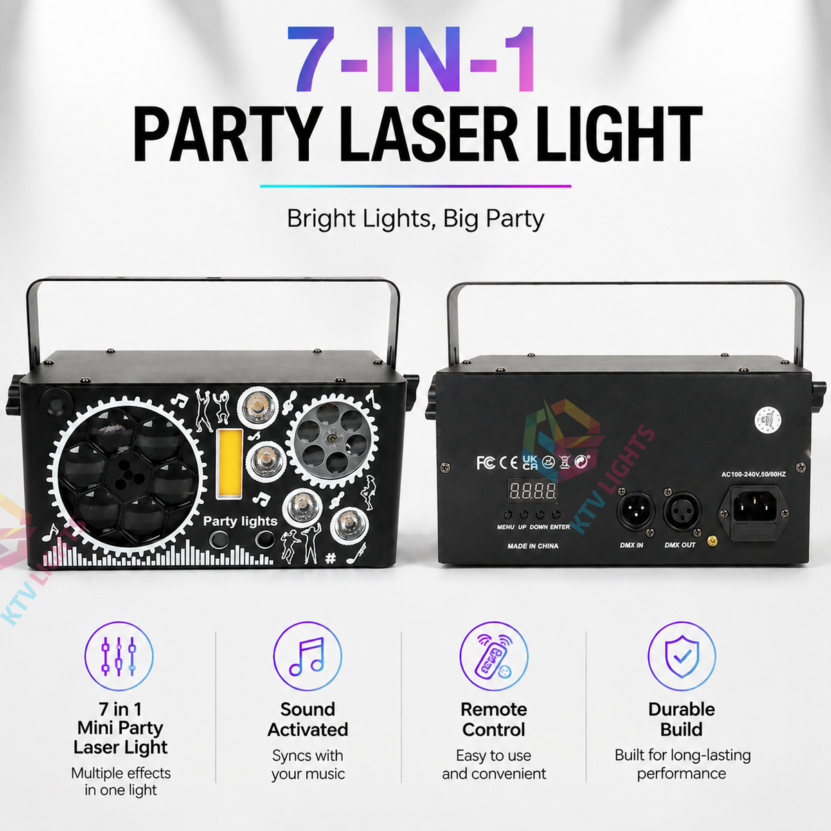 KTVLIGHTS 7-in-1 Mini Party Laser Light for DJs, Nightclubs, and Weddings-C13