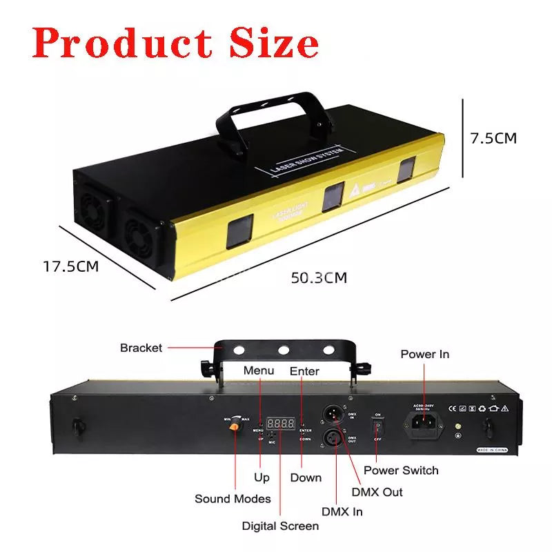 3-head RGB animation laser light-A19