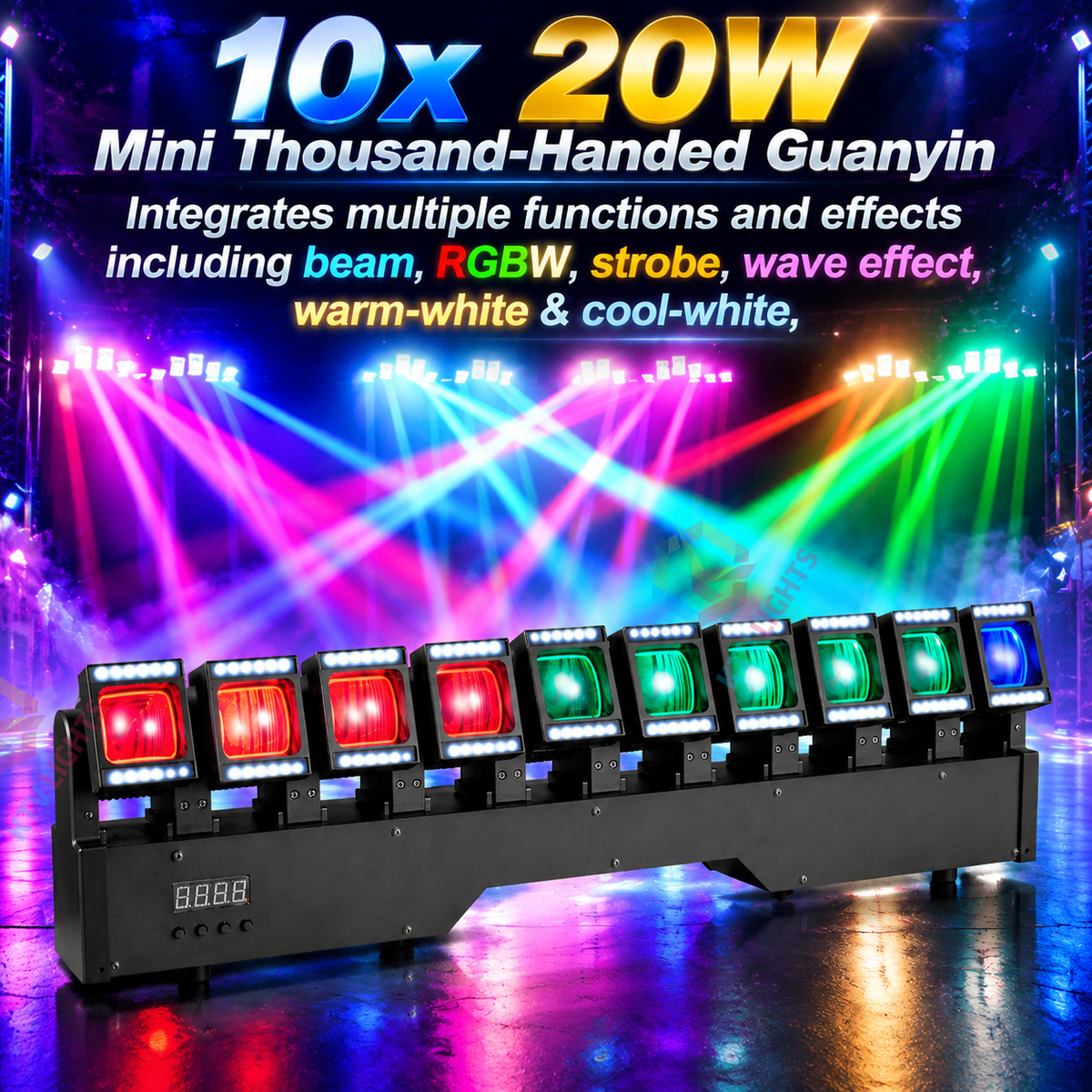 KTVLIGHTS 10x20W Mini Thousand-Handed Guanyin Matrix LED Bar Stage Light-E109
