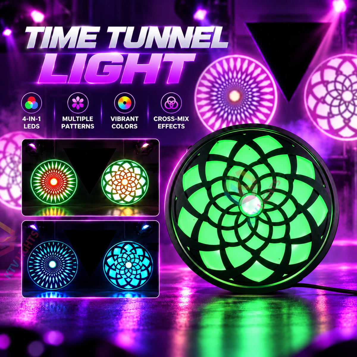 KTVLIGHTS 35W RGBW DMX512 Infinite Rotation Stage Light-F5