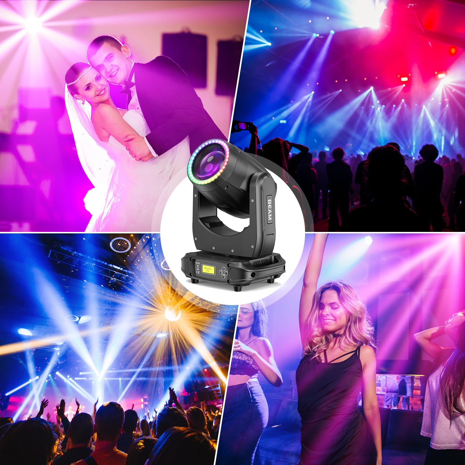 180W LED Rainbow Beam and Pattern Moving Head Light-E43