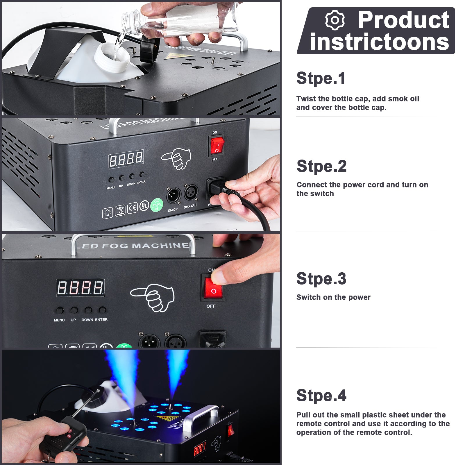 2000W Dual-Tube Adjustable LED RGB Smoke Machine-Y11